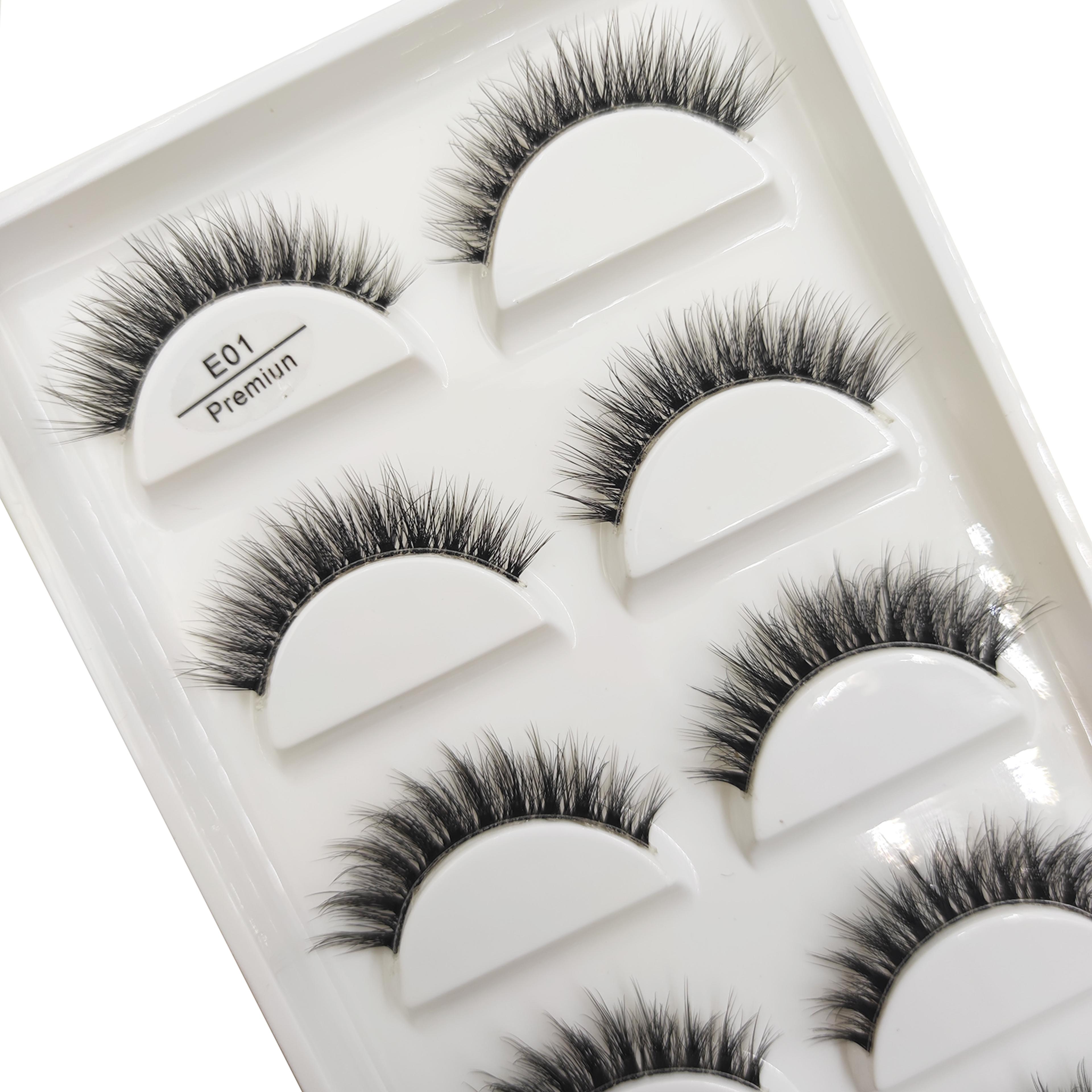 mink eyelashes with invisible lash band natural wispy reusable faux lashes pairs