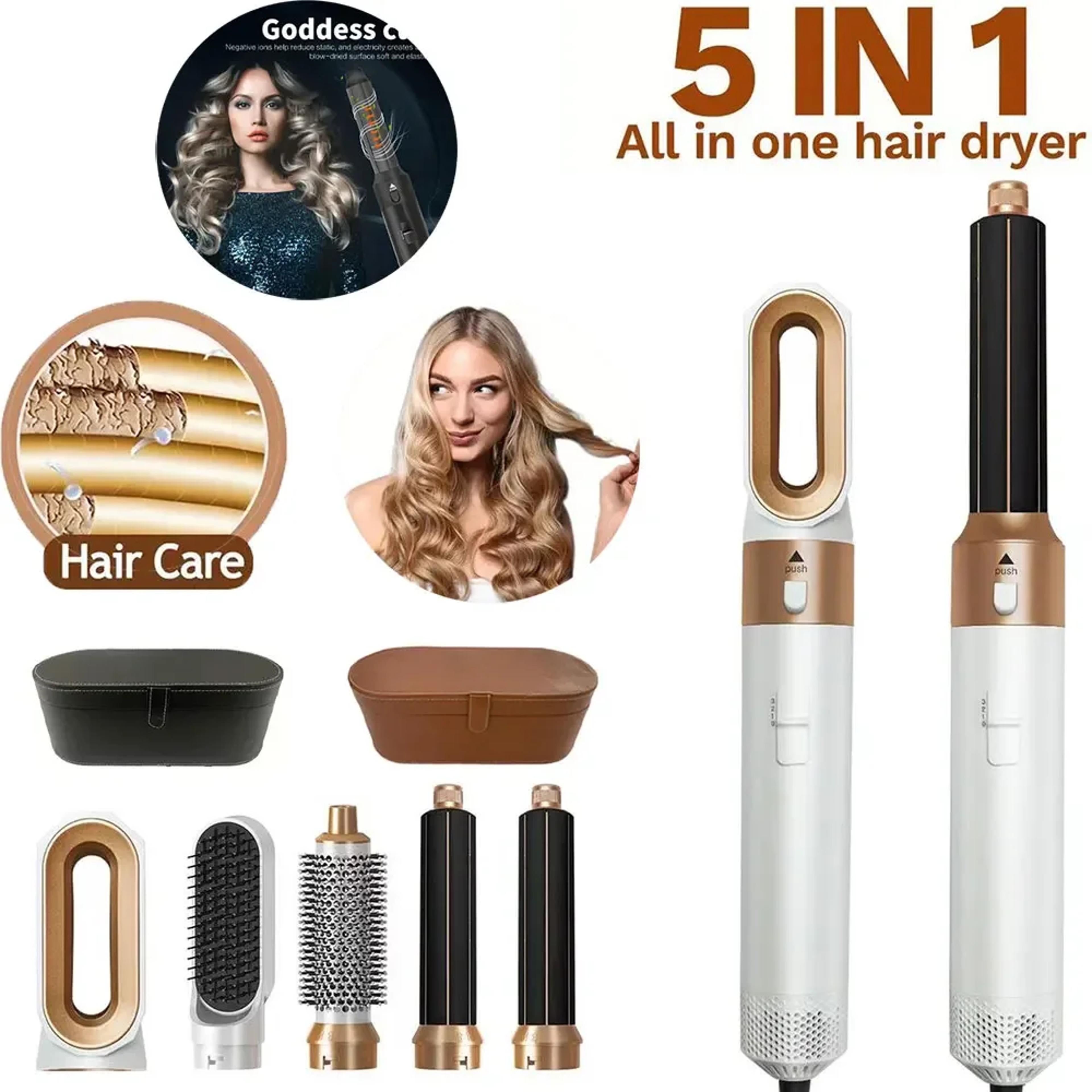 hair dryer brush hot air styler hair straightener brush & curling tool