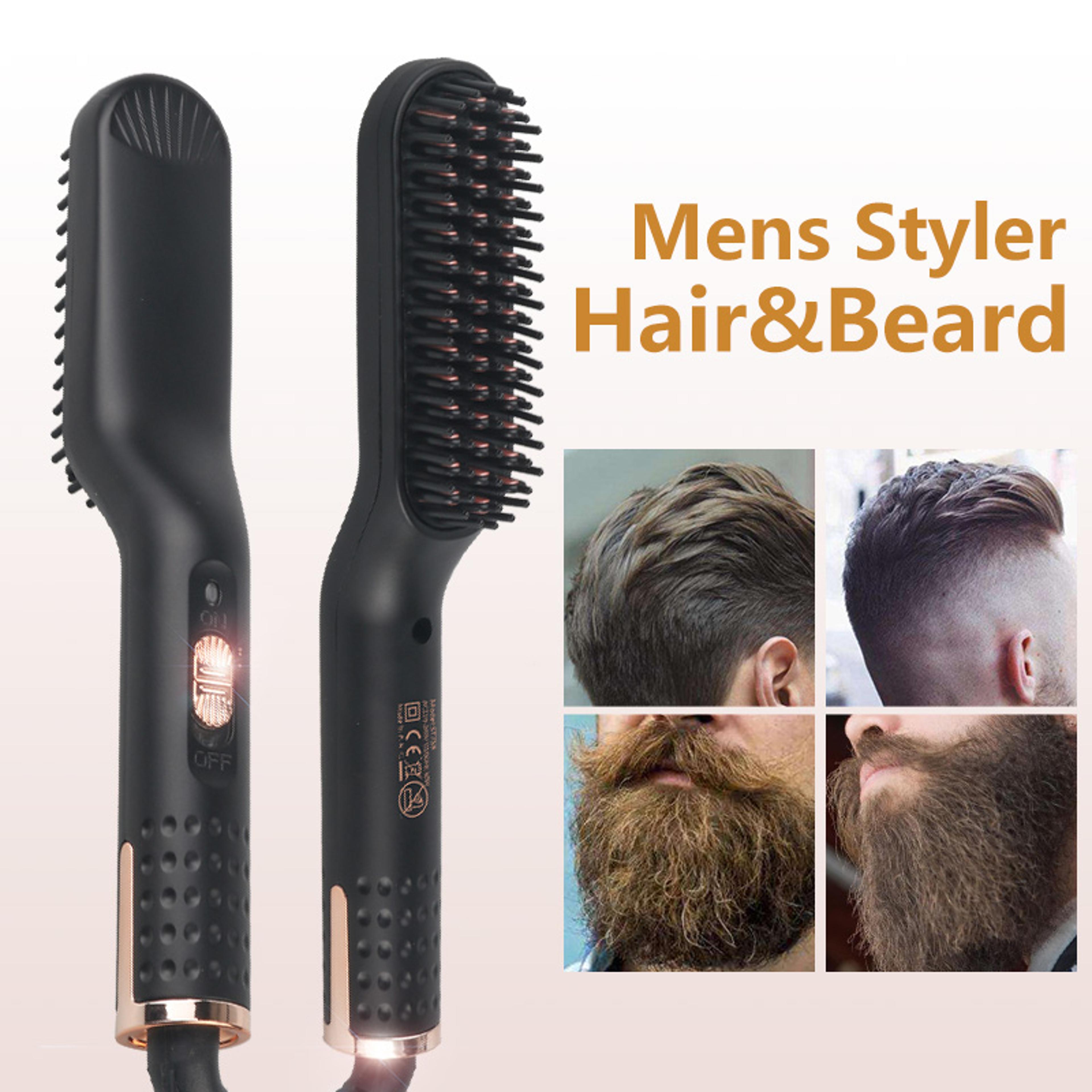 professional beard straightener heated brush & electric beard comb for fast men grooming
