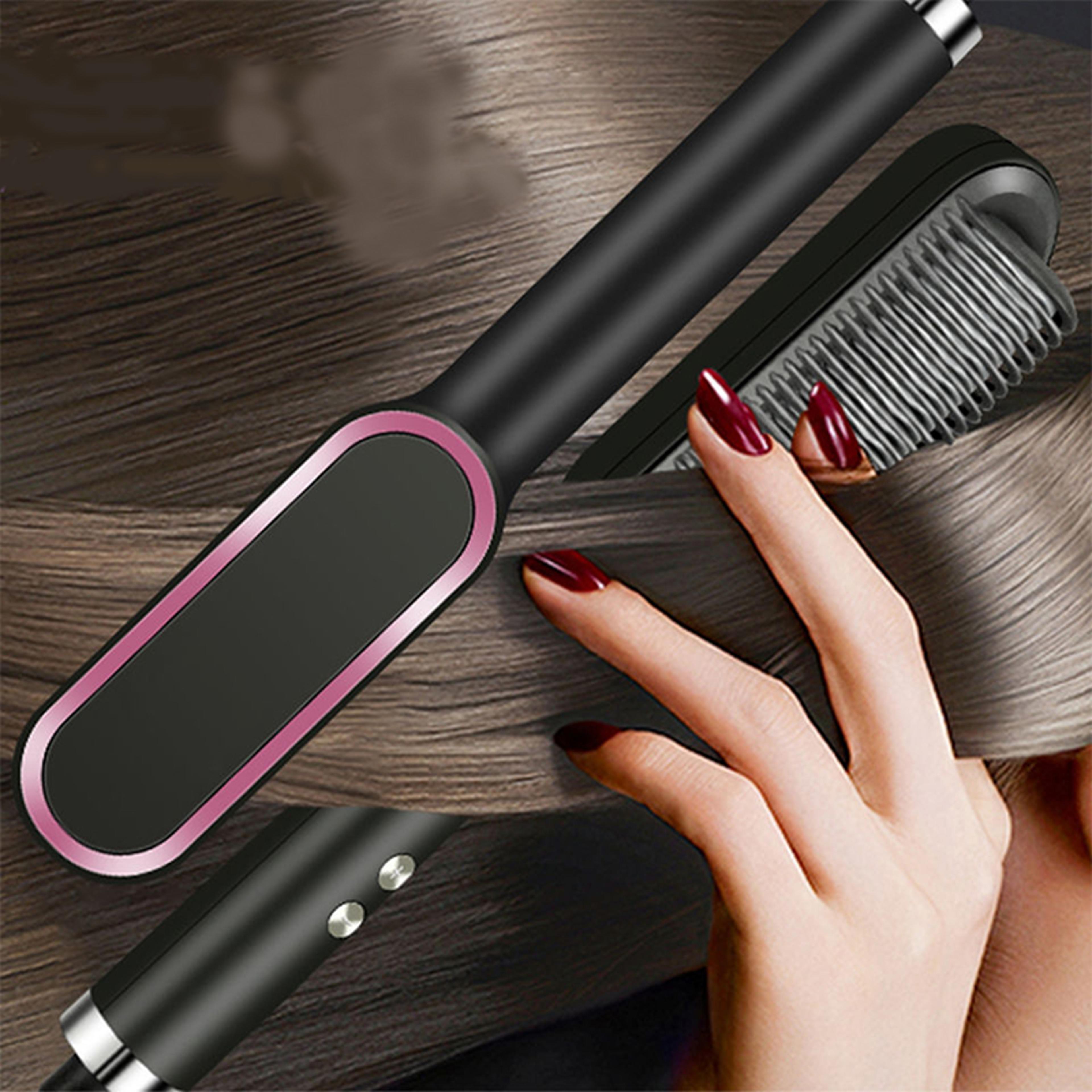 hair straightener brush & hair dryer brush with fast heating hot air styling comb