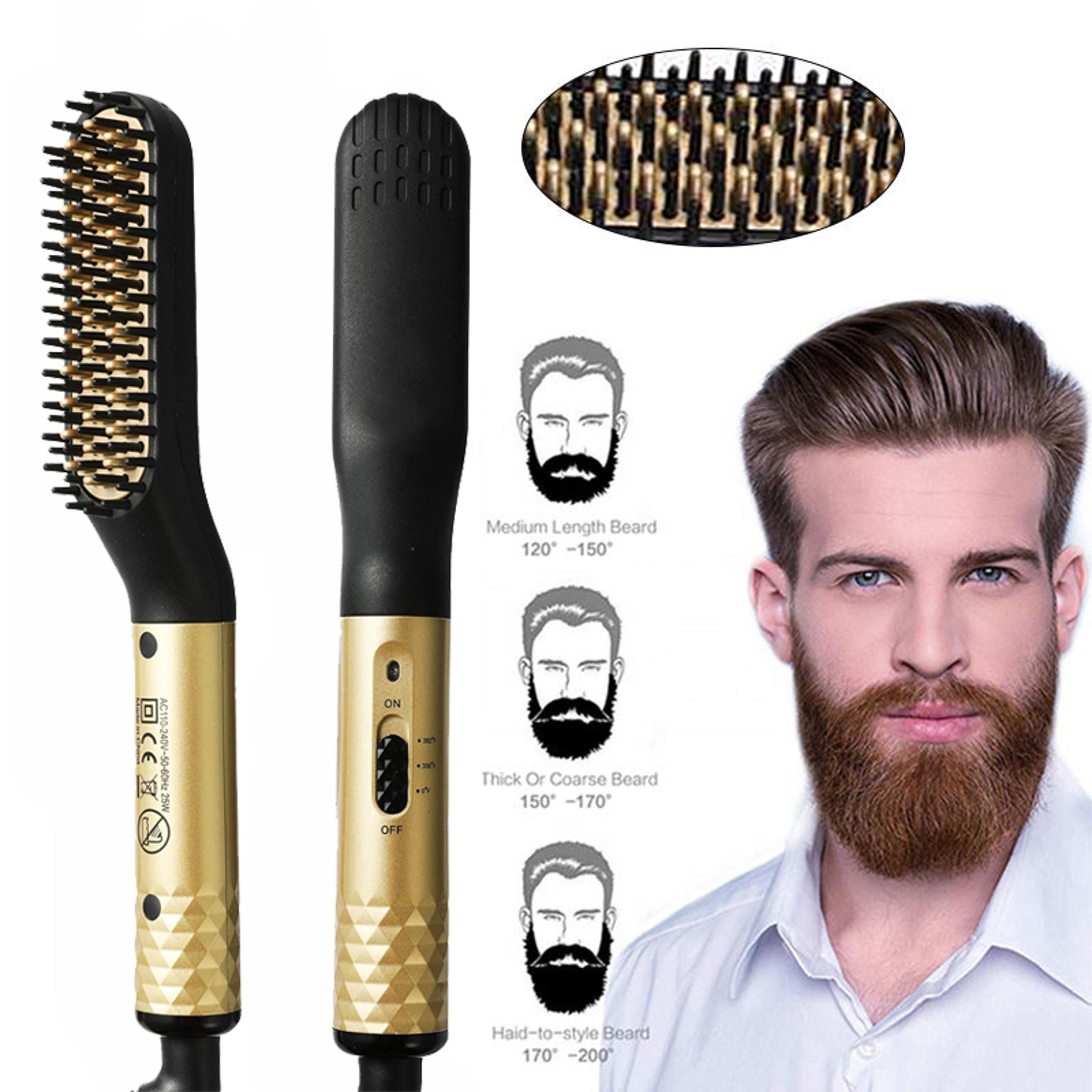 beardpro heated beard straightener comb for men quick heat hot comb styling brush