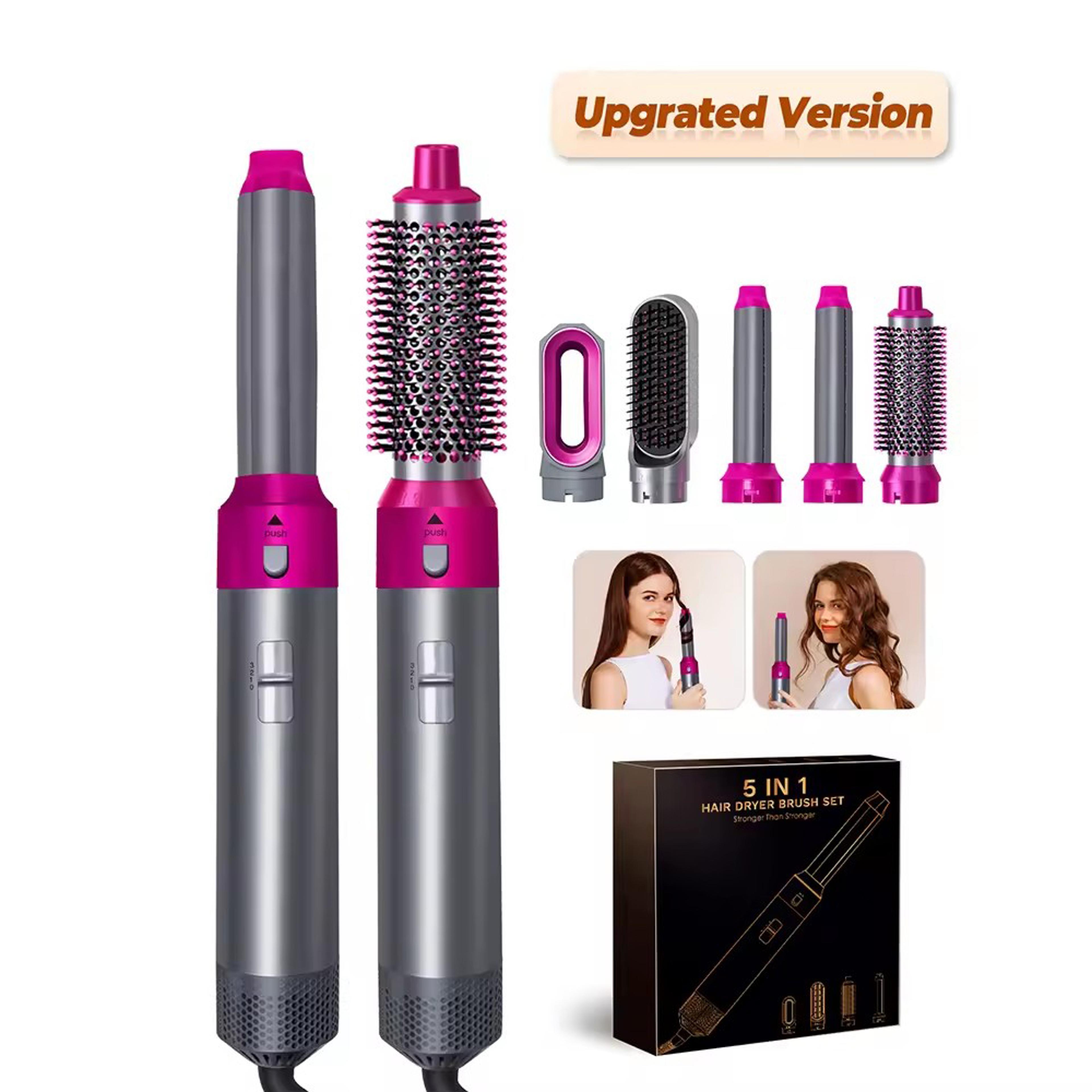 hair styler hot air brush with negative ion hair dryer & curling attachments