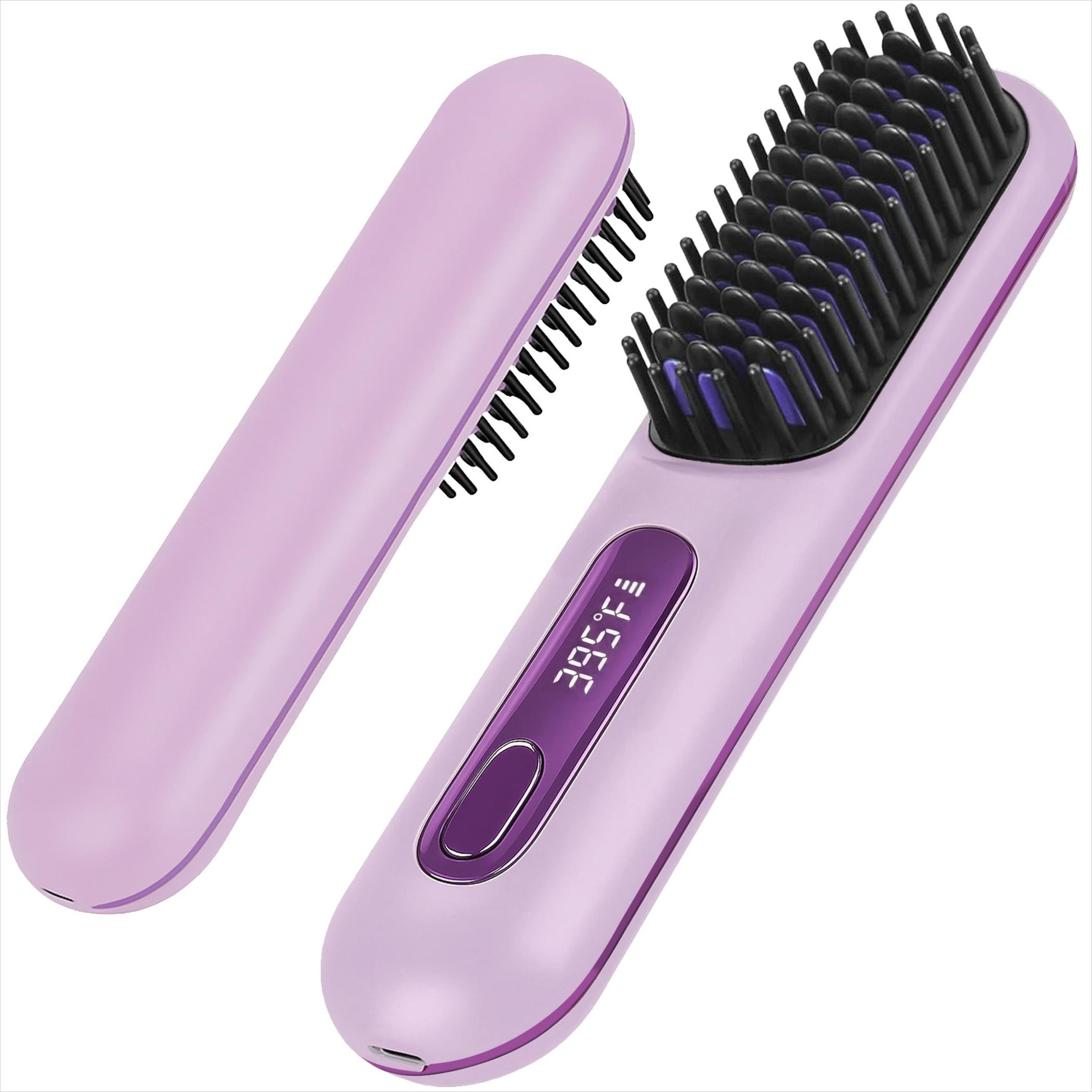 portable cordless hair straightener brush with lcd display fast heating mini travel hair straightener