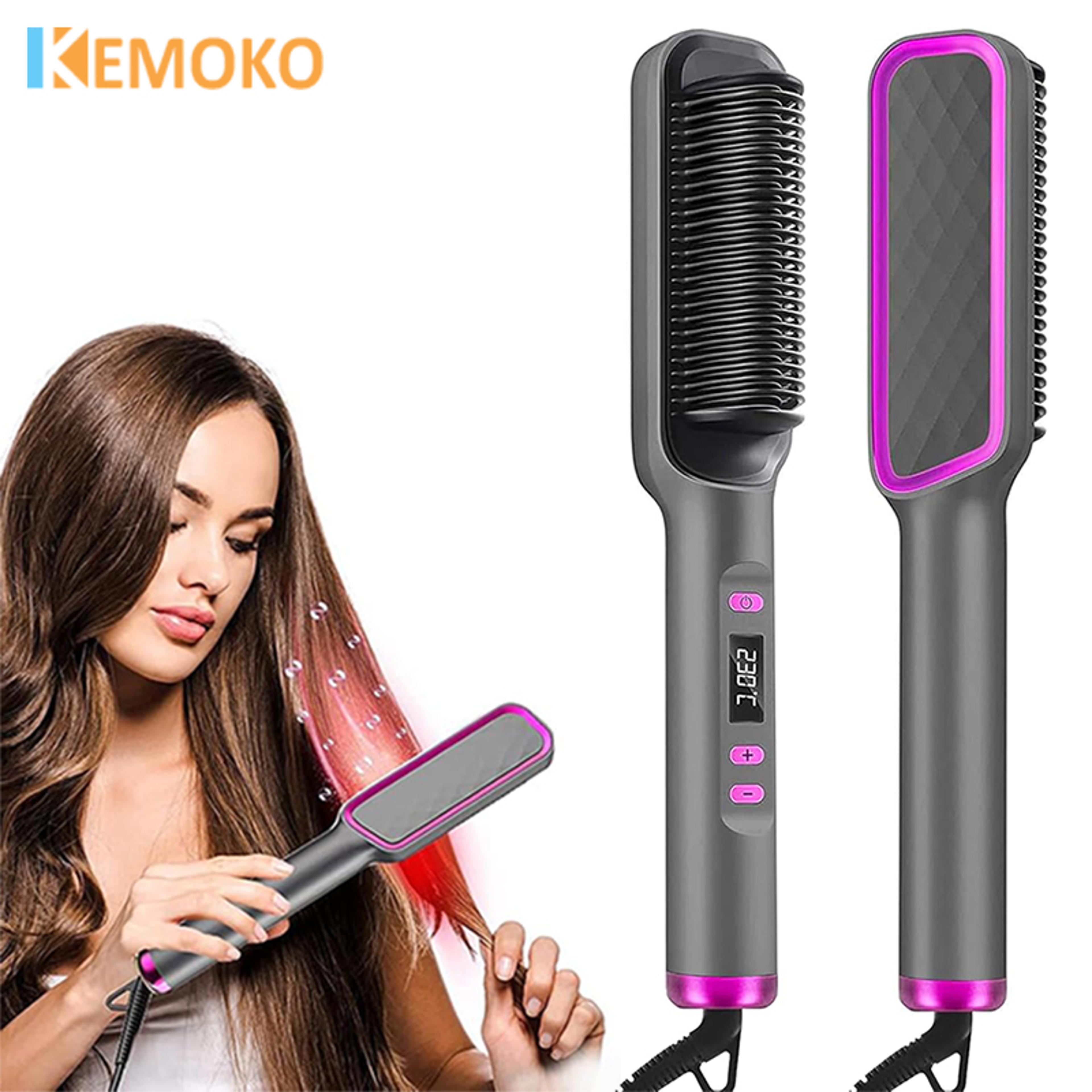 negative ion hair straightening brush electric hot comb with anti scald styling technology