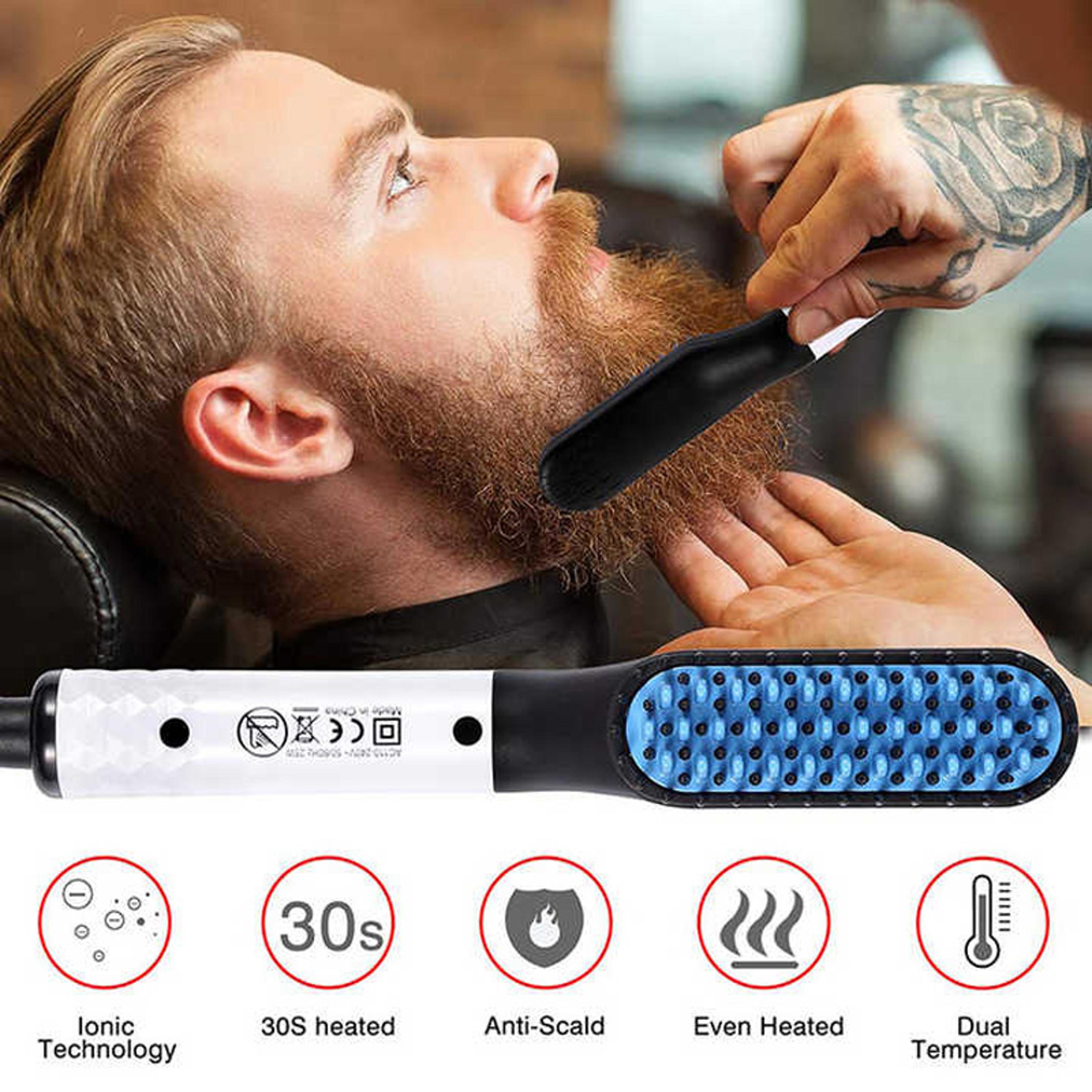 portable hair straightening brush & hot comb straightener for hair and beard with negative ion technology