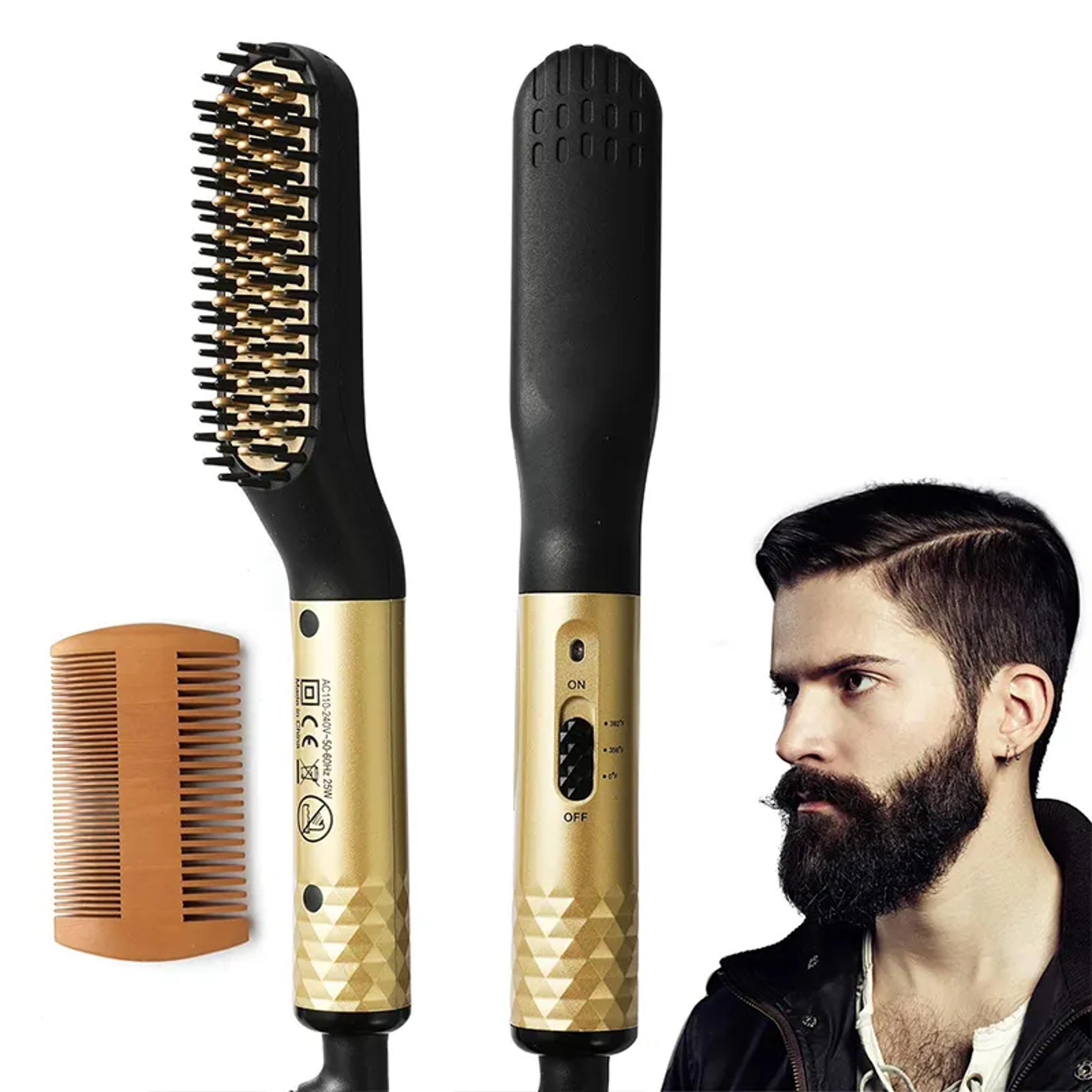 professional hair straightening brush & beard straightener fast heating ceramic styling comb