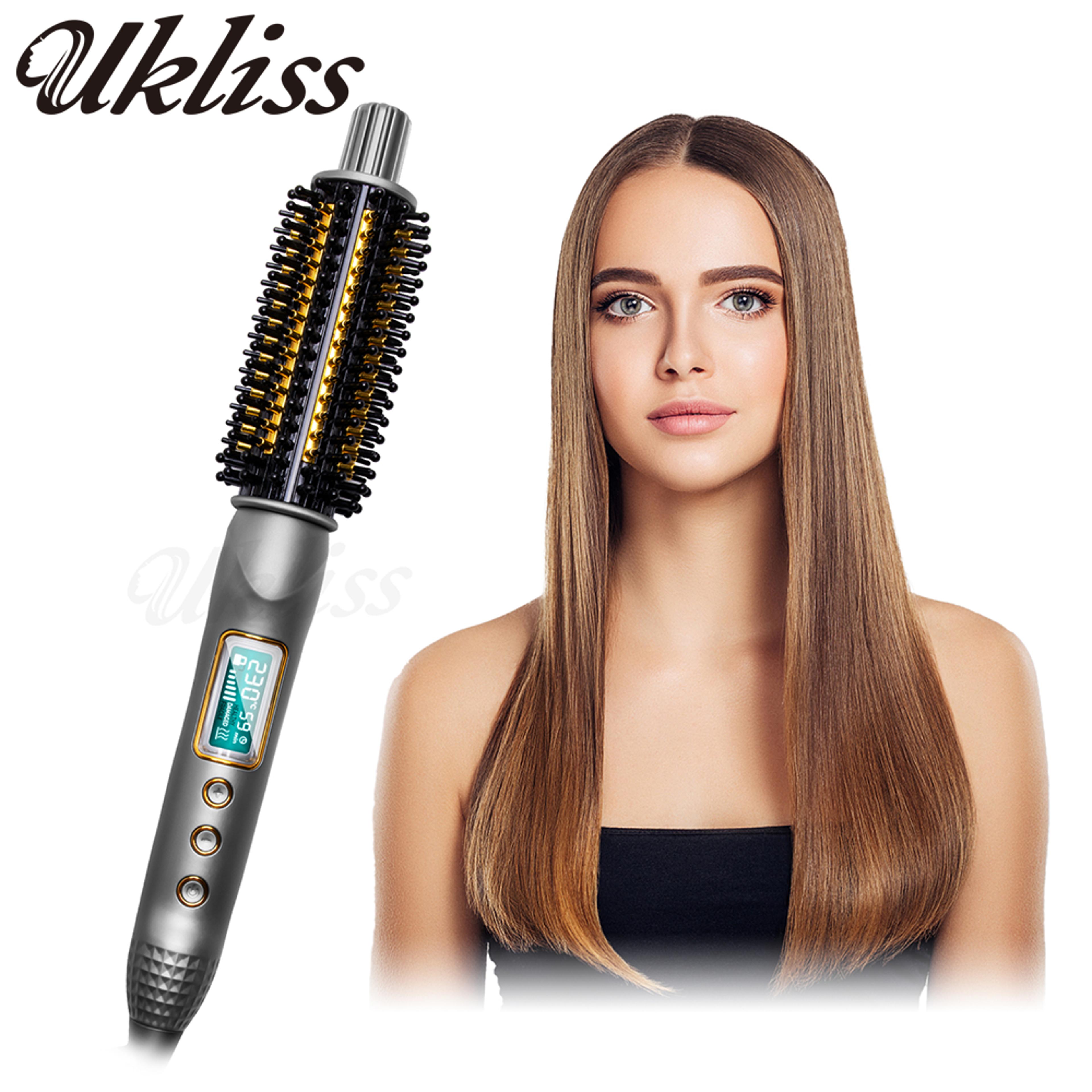 ceramic ionic curling iron brush heated brush for voluminous curls & smooth straight hair