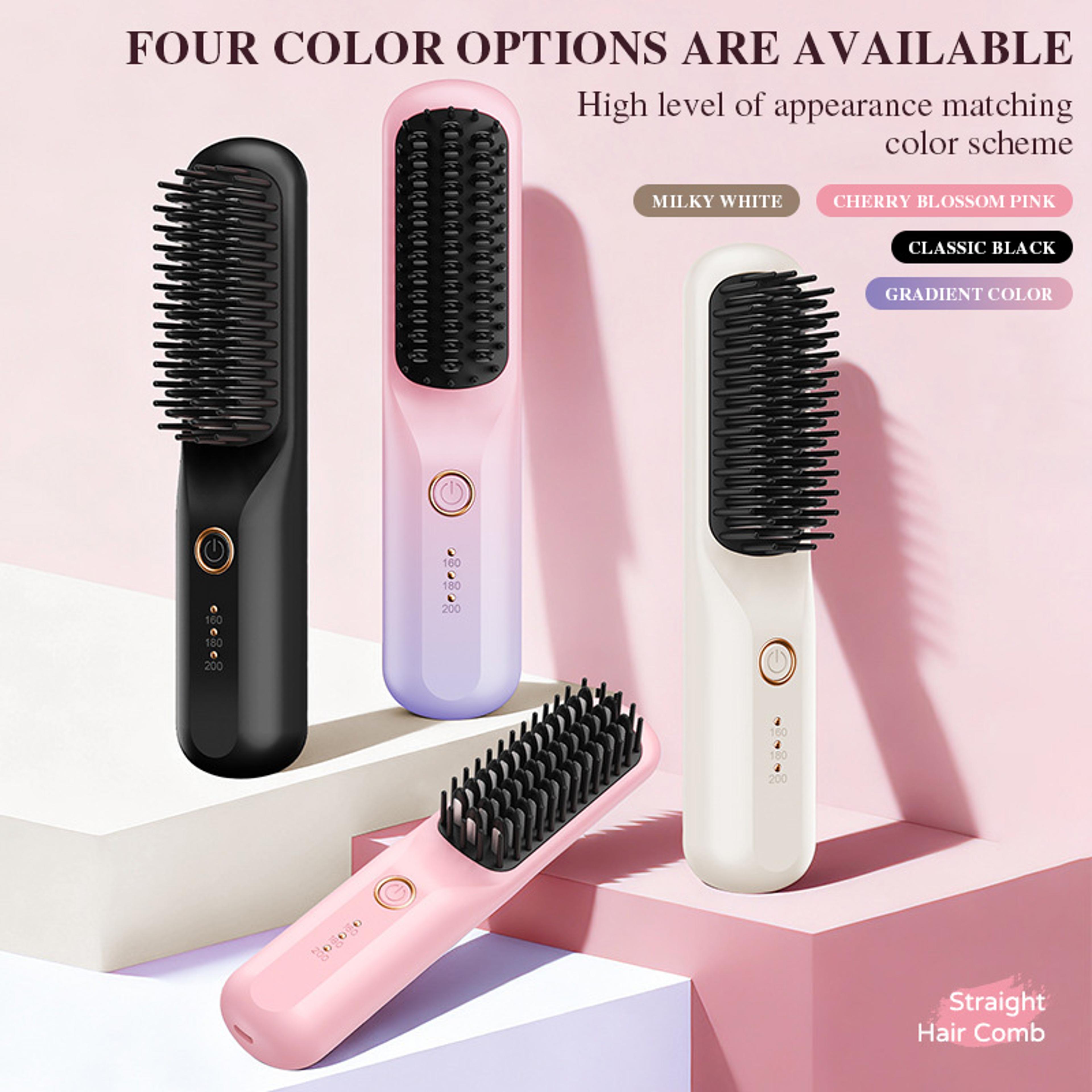 cordless hair straightener brush portable ionic hot comb for travel & quick styling