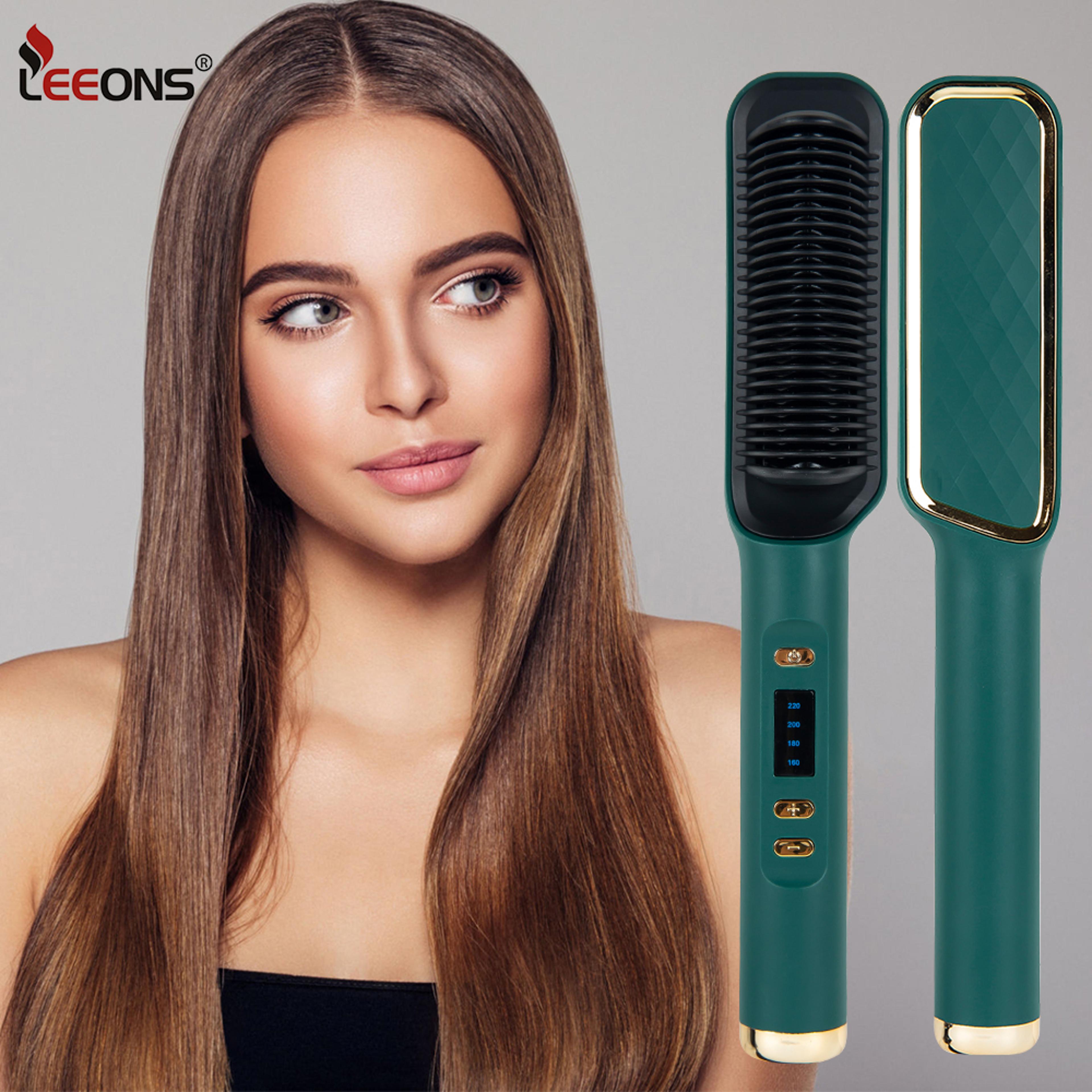 salon smooth hair straightener brush hot comb with fast heating & anti scald design