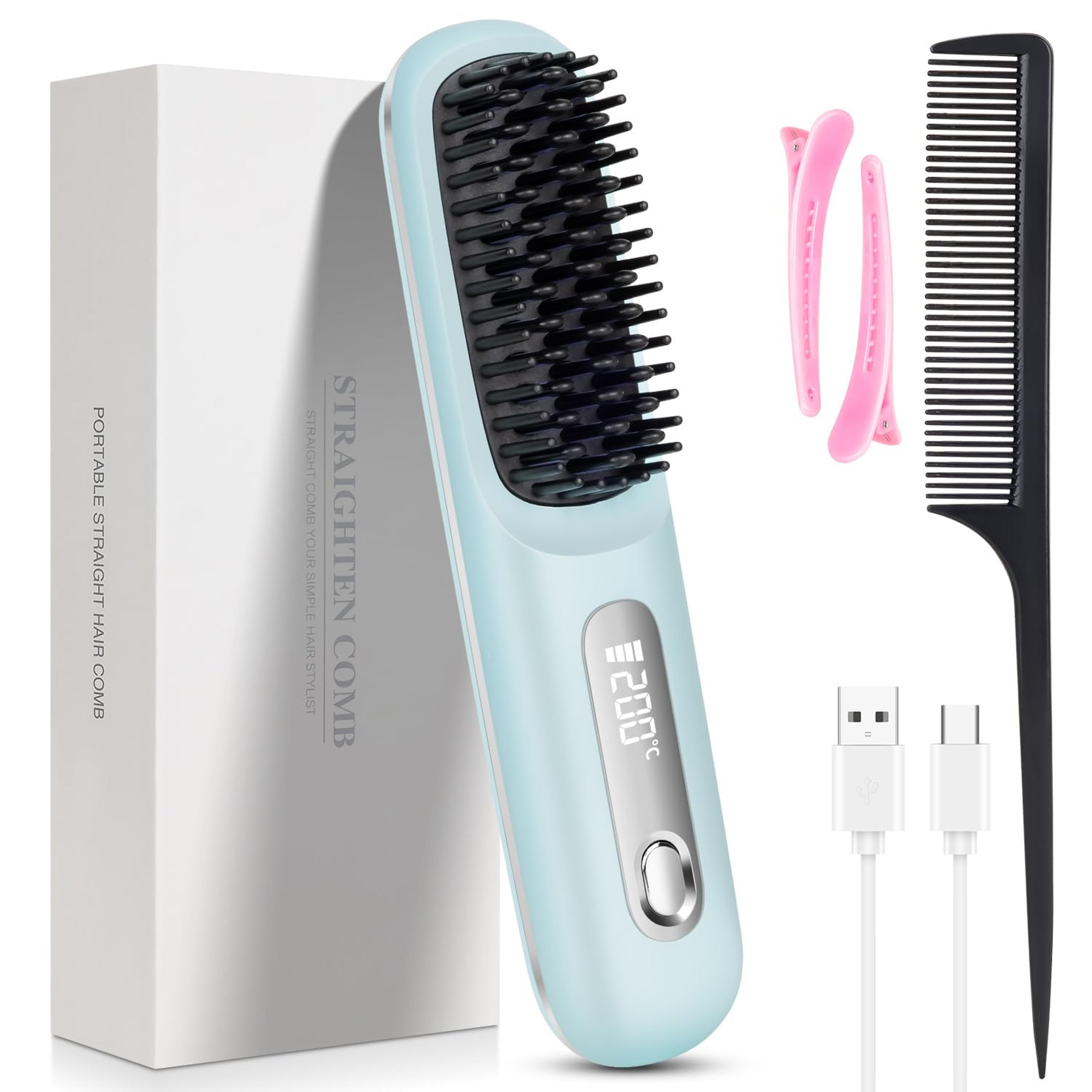 cordless hair straightener brush portable usb rechargeable travel styler