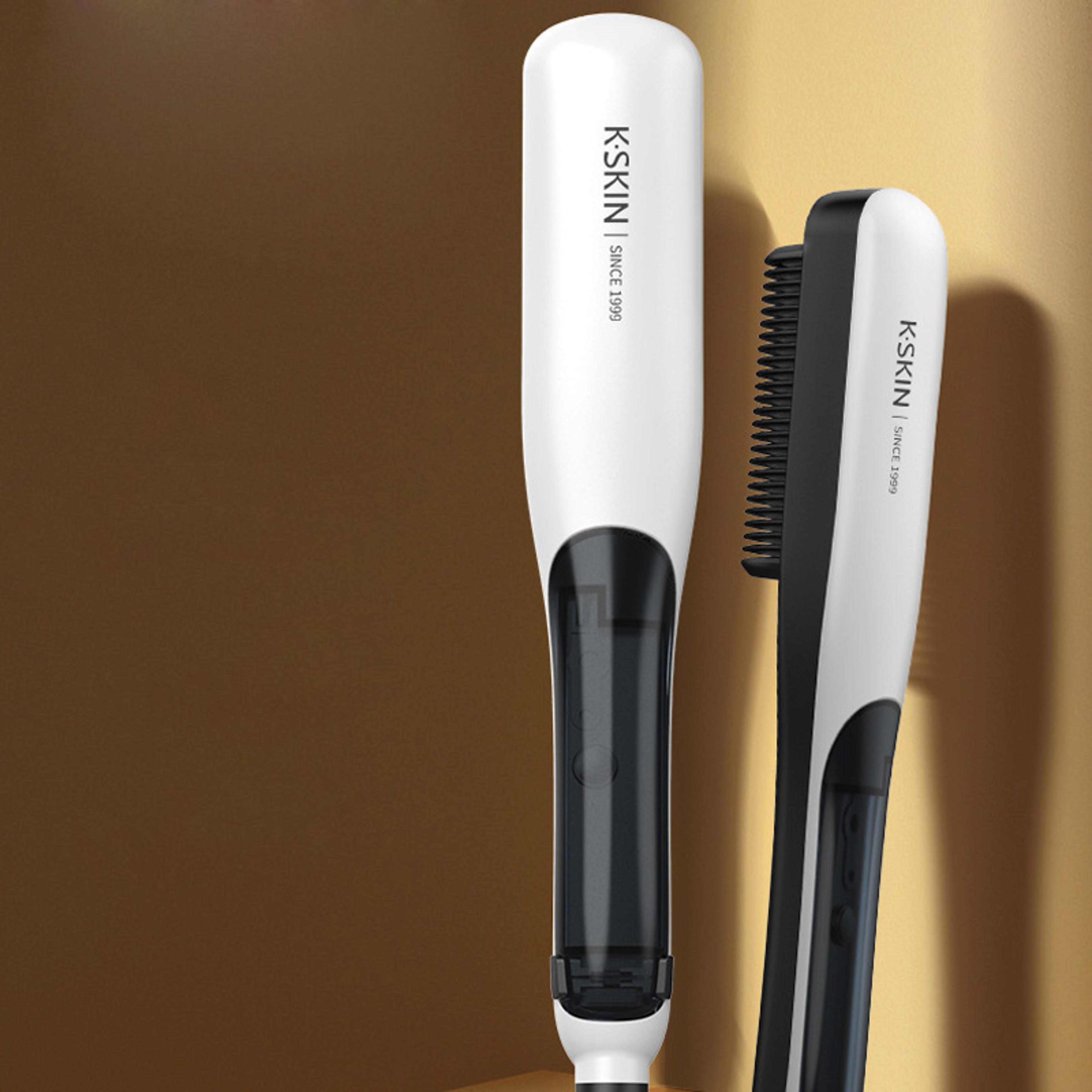 steamglow steam hair straightener brush negative ion ceramic styling comb