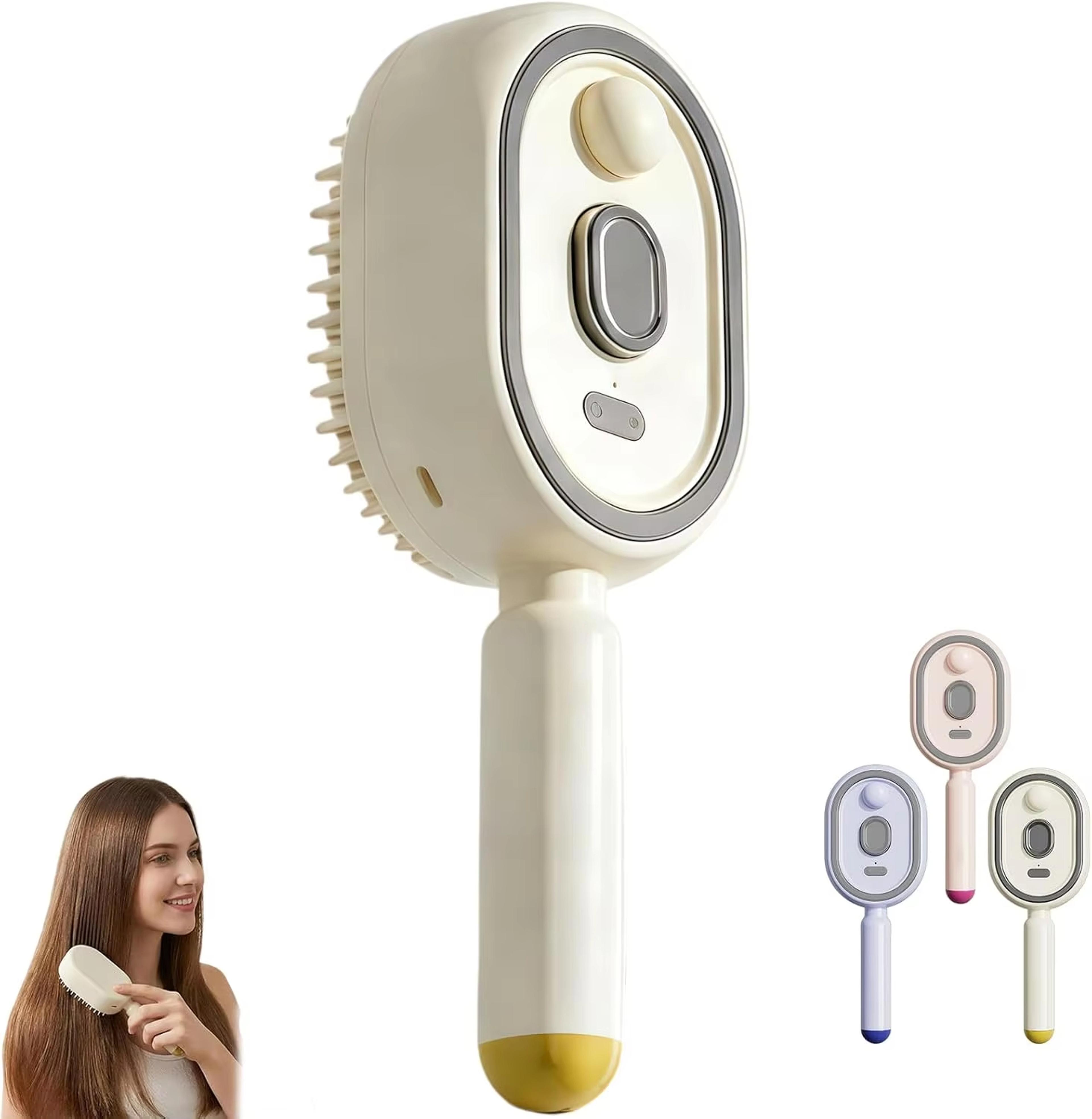 electric scalp massager steam hair brush with self cleaning & rechargeable spray comb