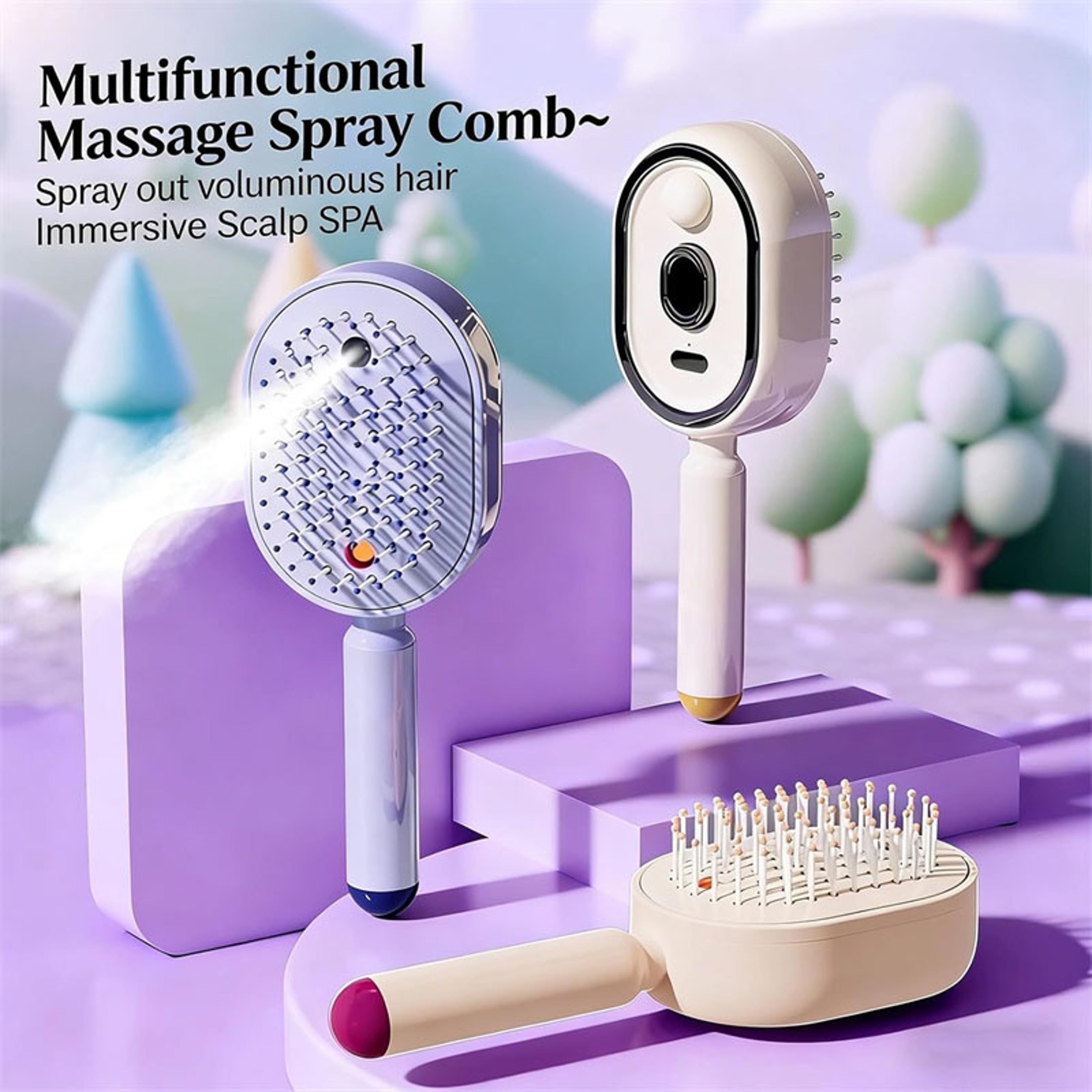 electric scalp massager spray massage comb with self cleaning steam hair brush