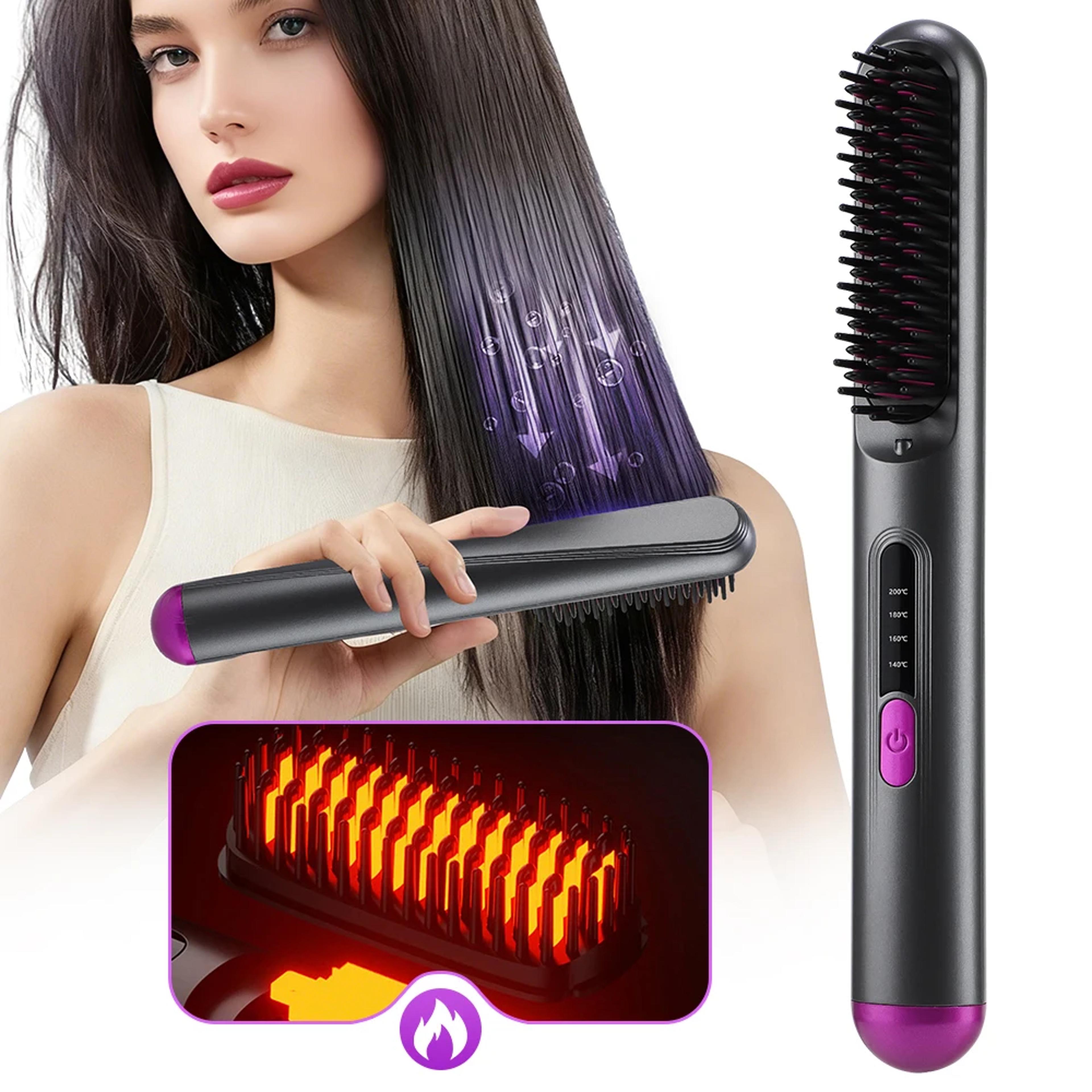 smoothstyle electric hot comb hair straightener brush with anti scald fast heating