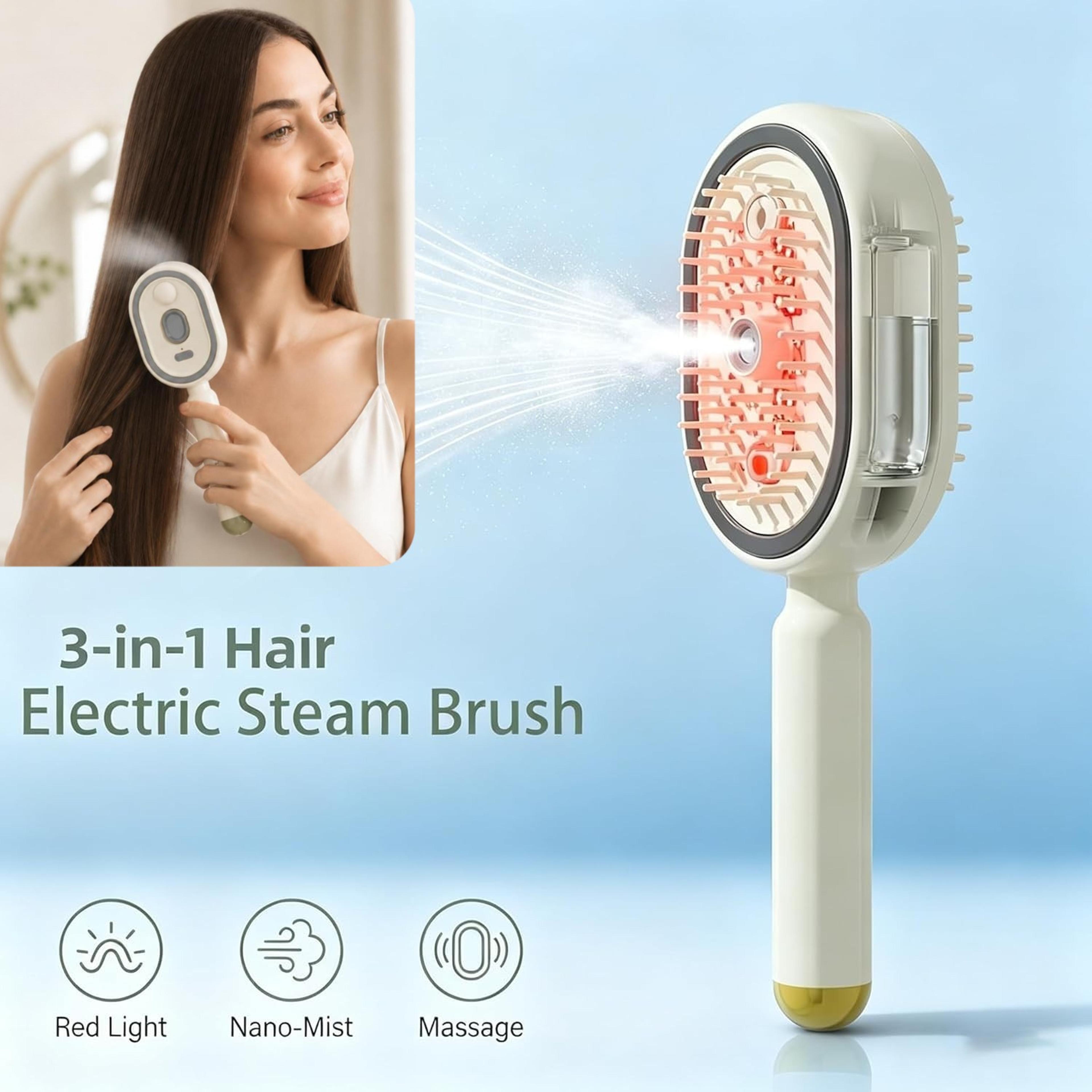 steamglow steam hair brush usb c rechargeable hair straightening brush for smooth anti frizz styling