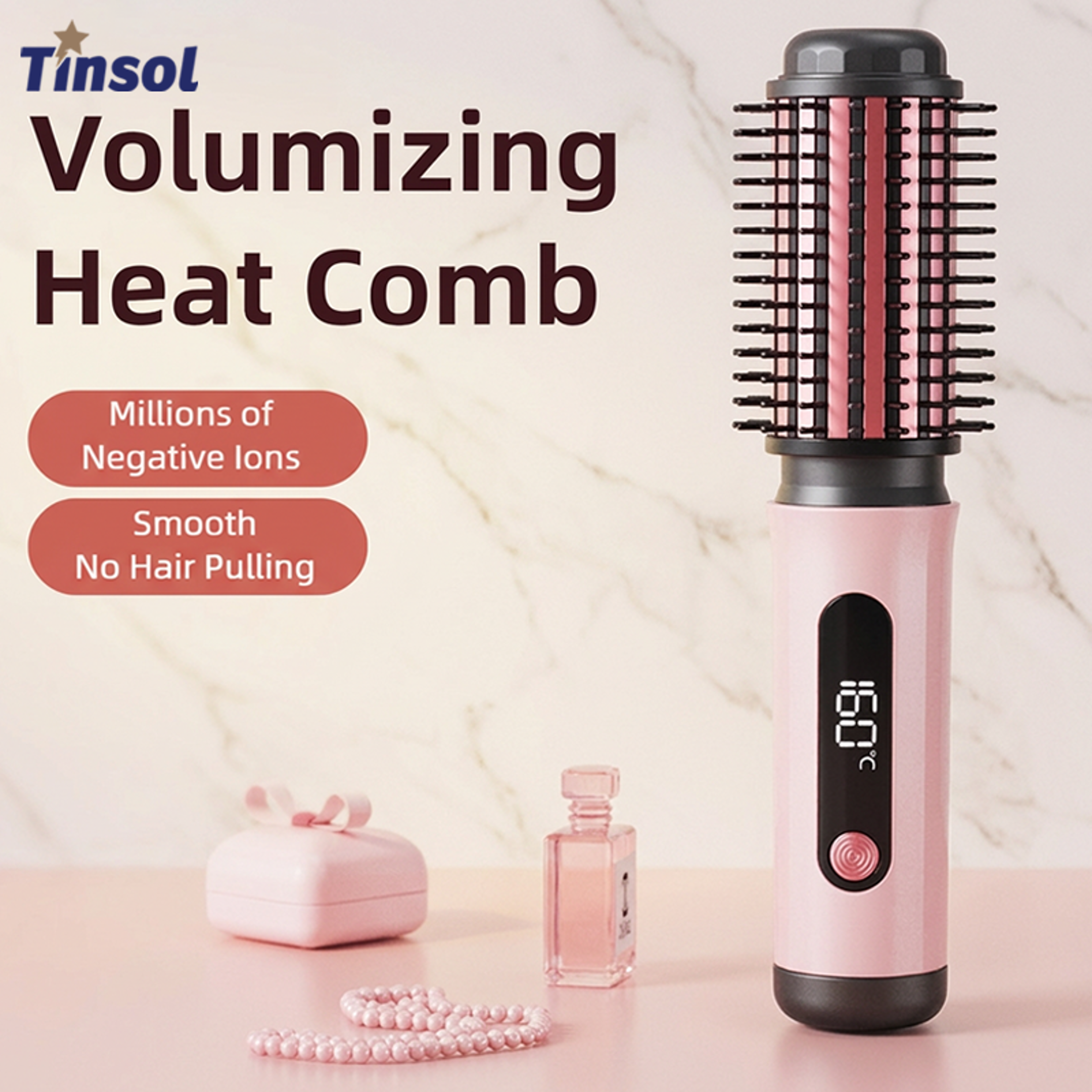 tinsol hot air brush negative ion hair dryer brush for curling straightening & volumizing