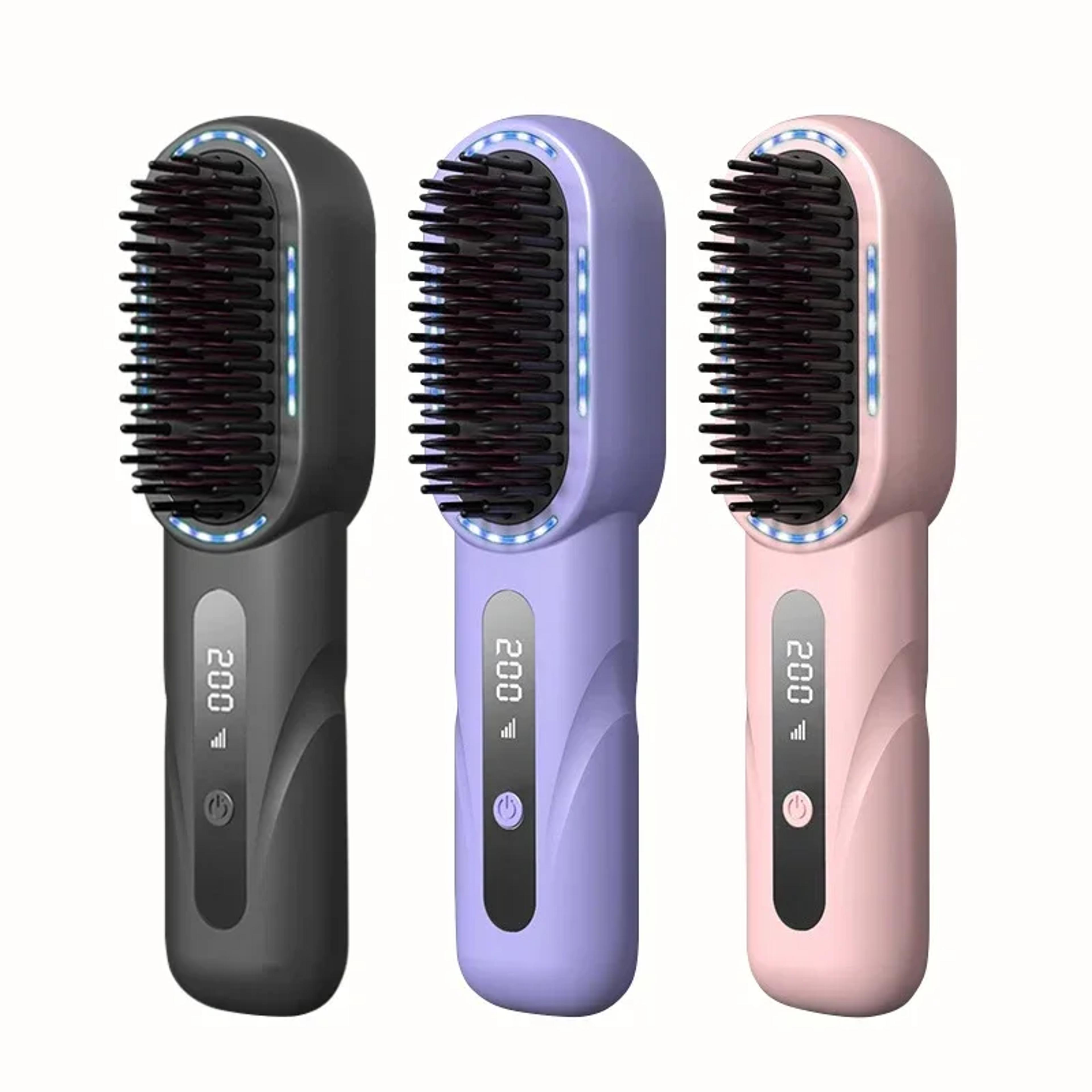 cordless hair straightener brush negative ion wireless hot styling comb