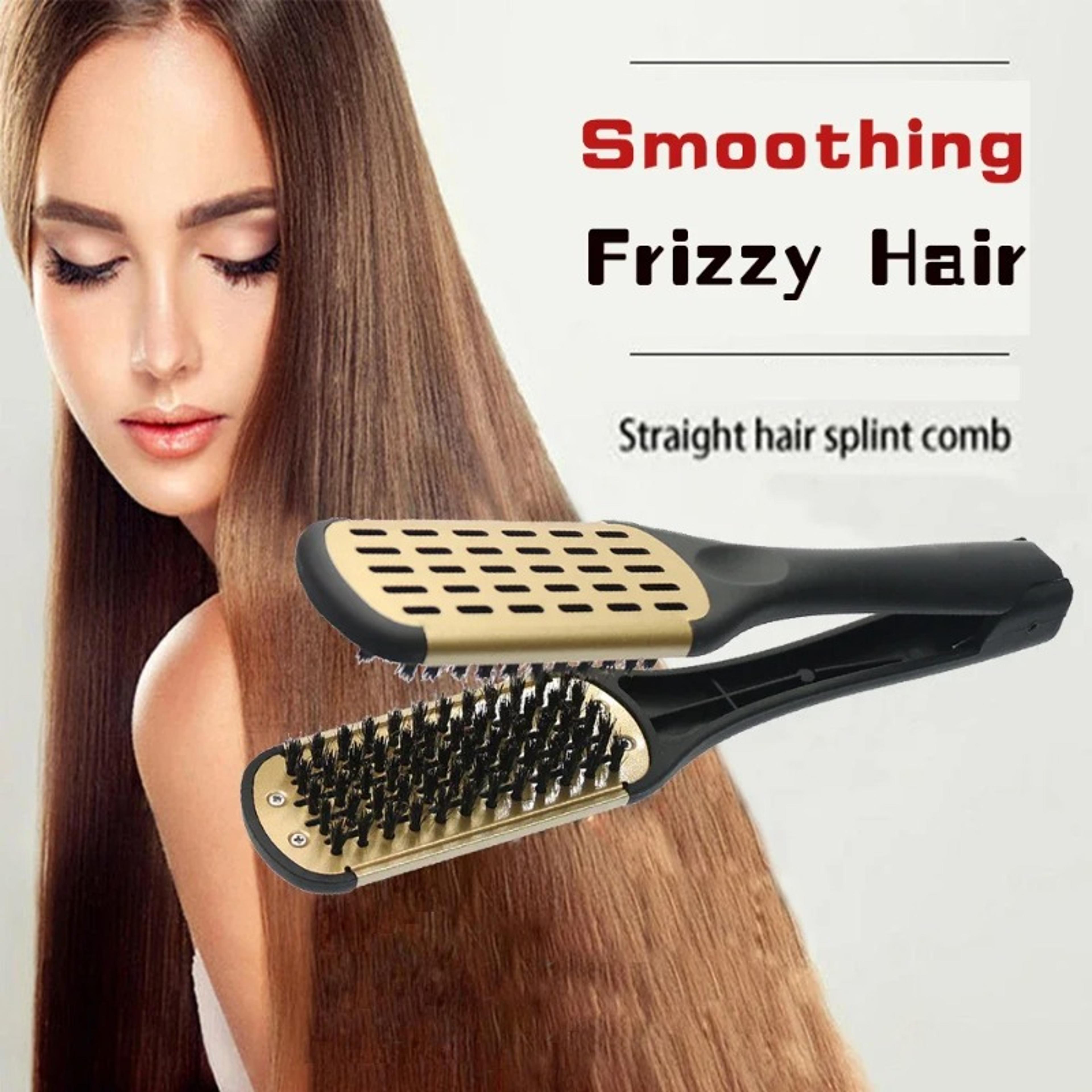 professional hair straightening brush v shape double nylon styling comb for smooth salon results