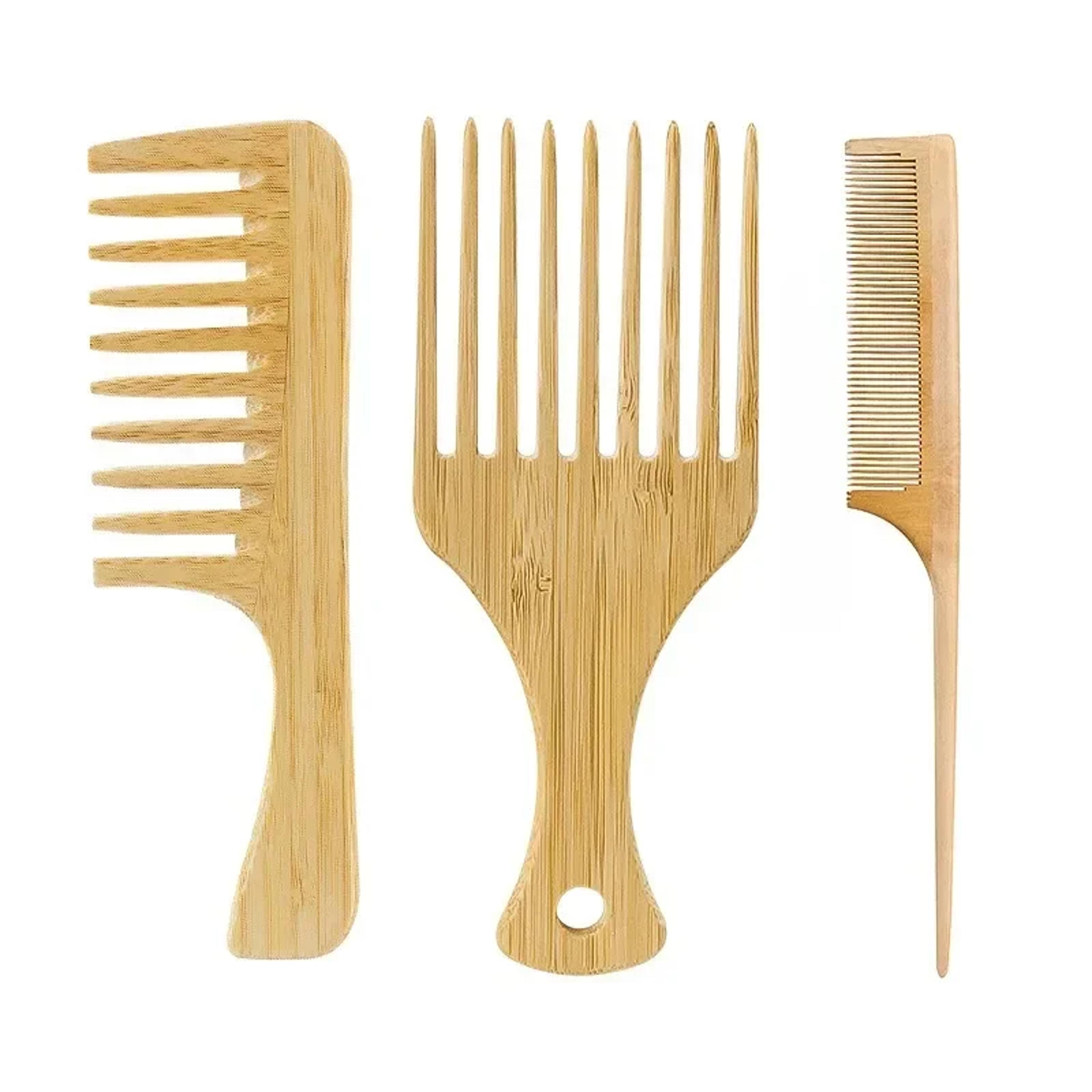 natural bamboo hair comb wide tooth anti static wooden detangling comb for curly & thick hair