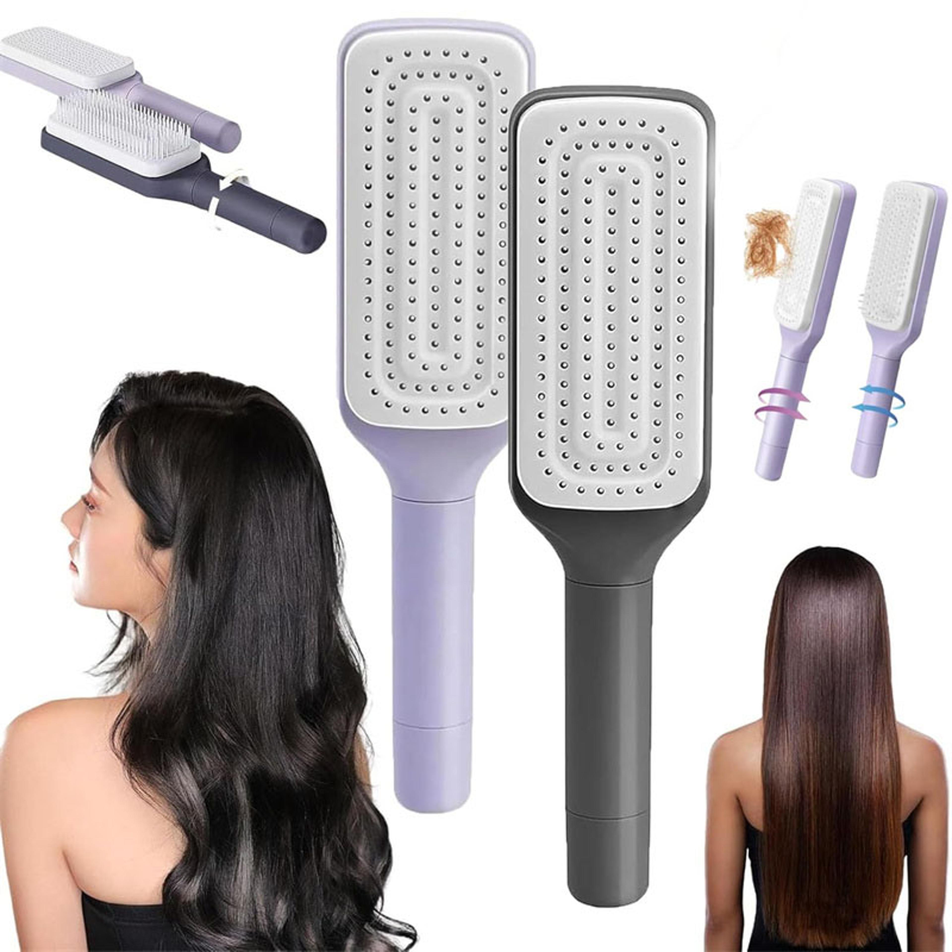 self cleaning hair brush with air cushion massage for easy detangling