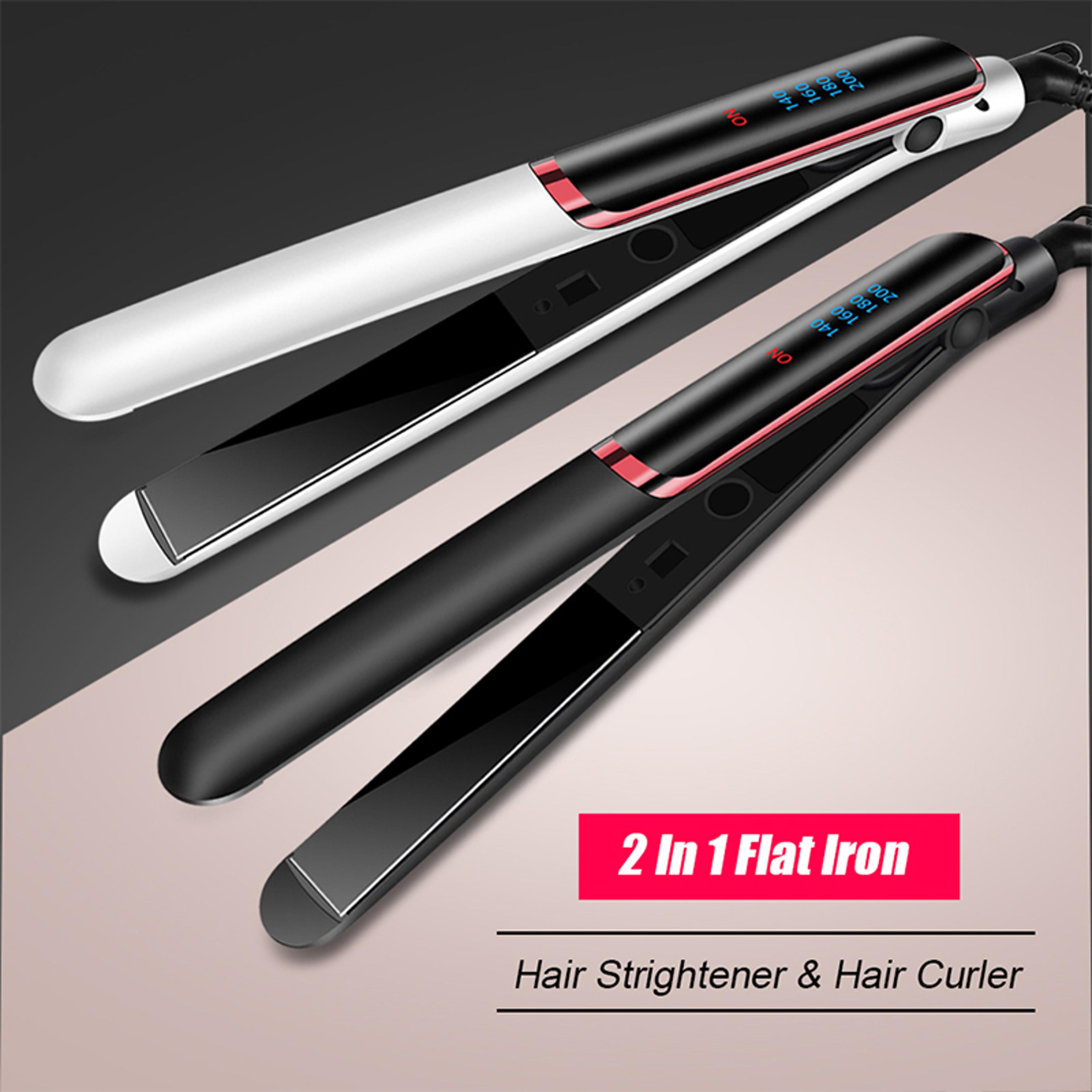 professional ceramic hair straightener with ionic technology & lcd display fast heat flat iron