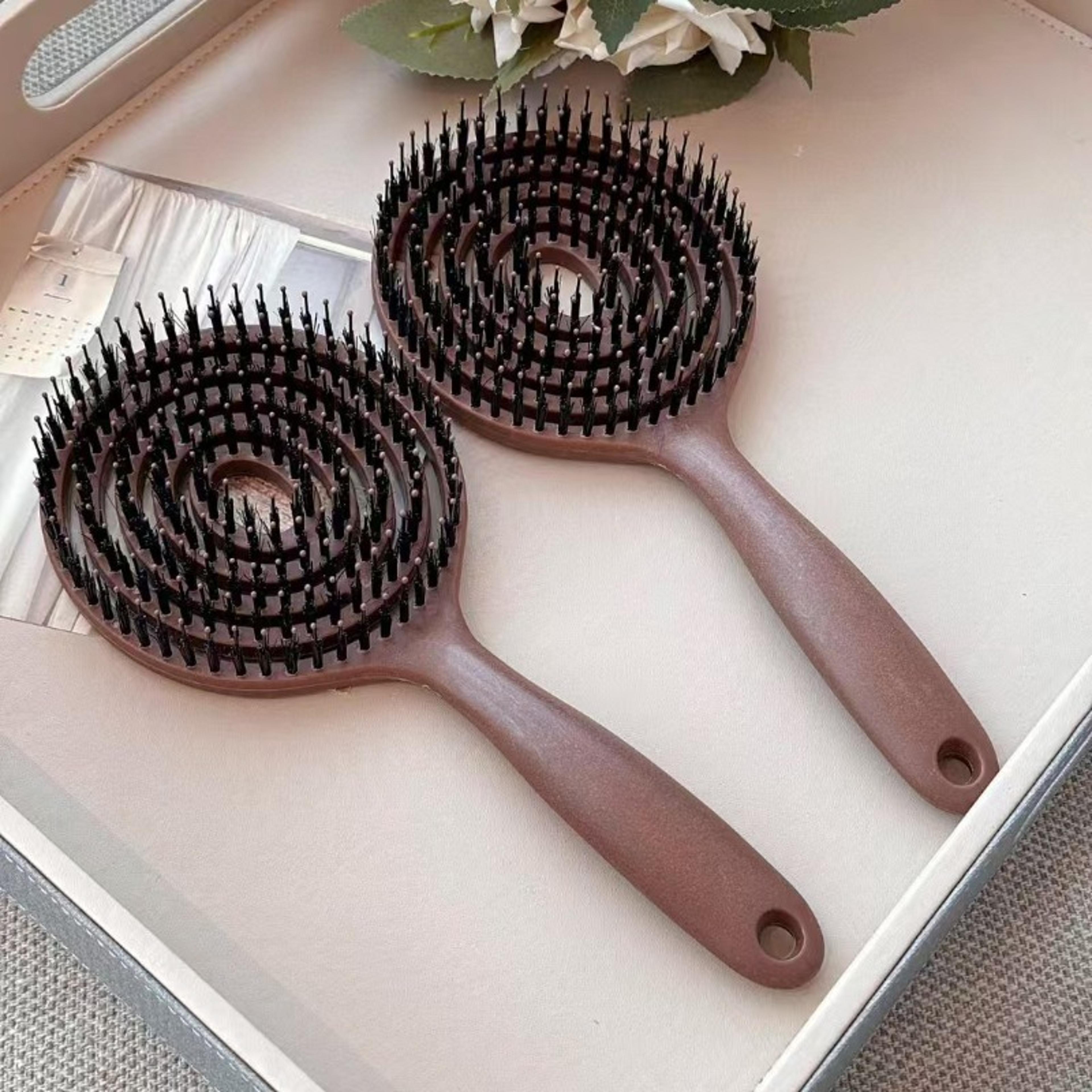 boar bristle round hair brush for detangling volume & scalp massage