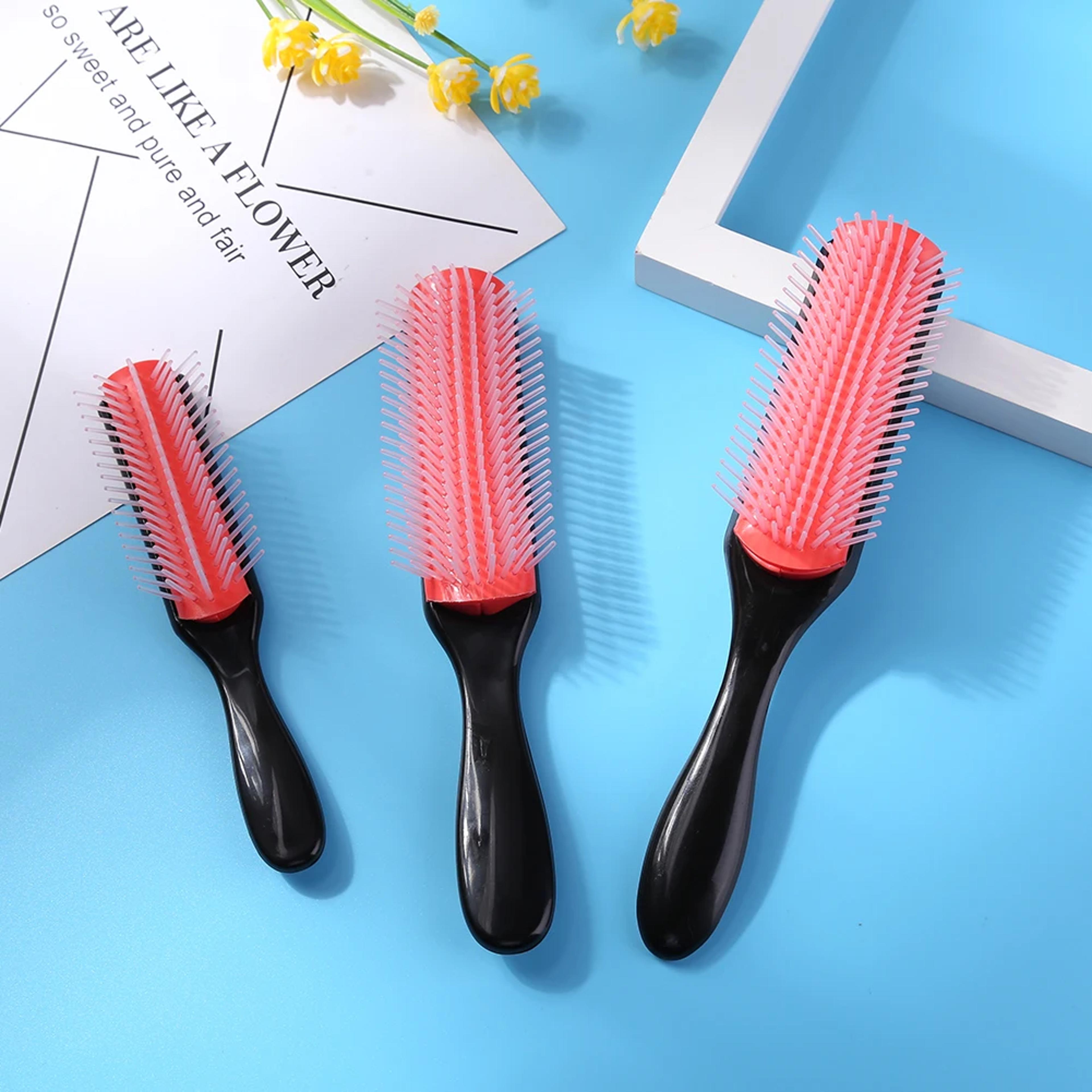 row detangling hair brush for curly & wet hair with removable styling bristles