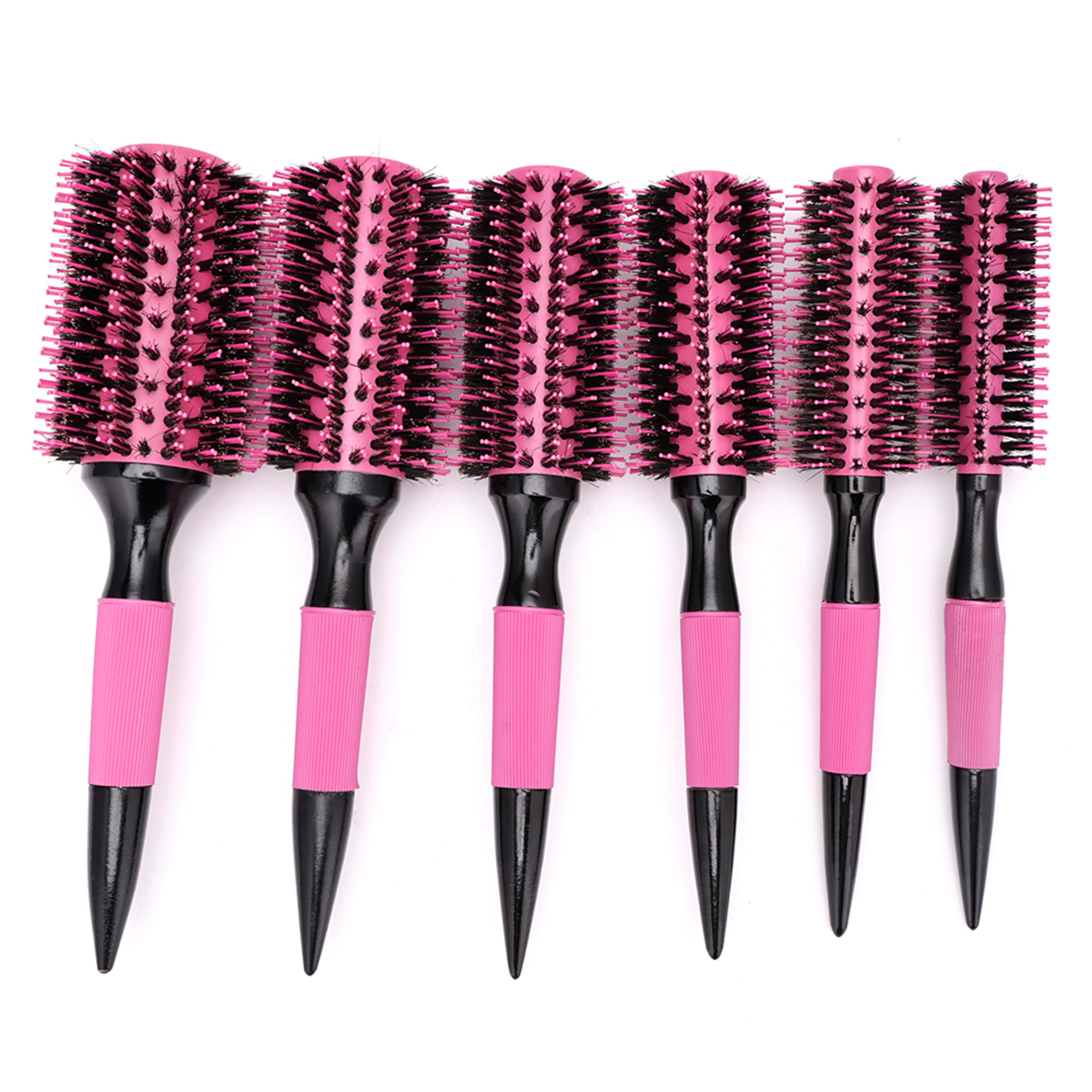 professional round hair brush with boar bristles & ceramic ionic barrel for smooth blowouts
