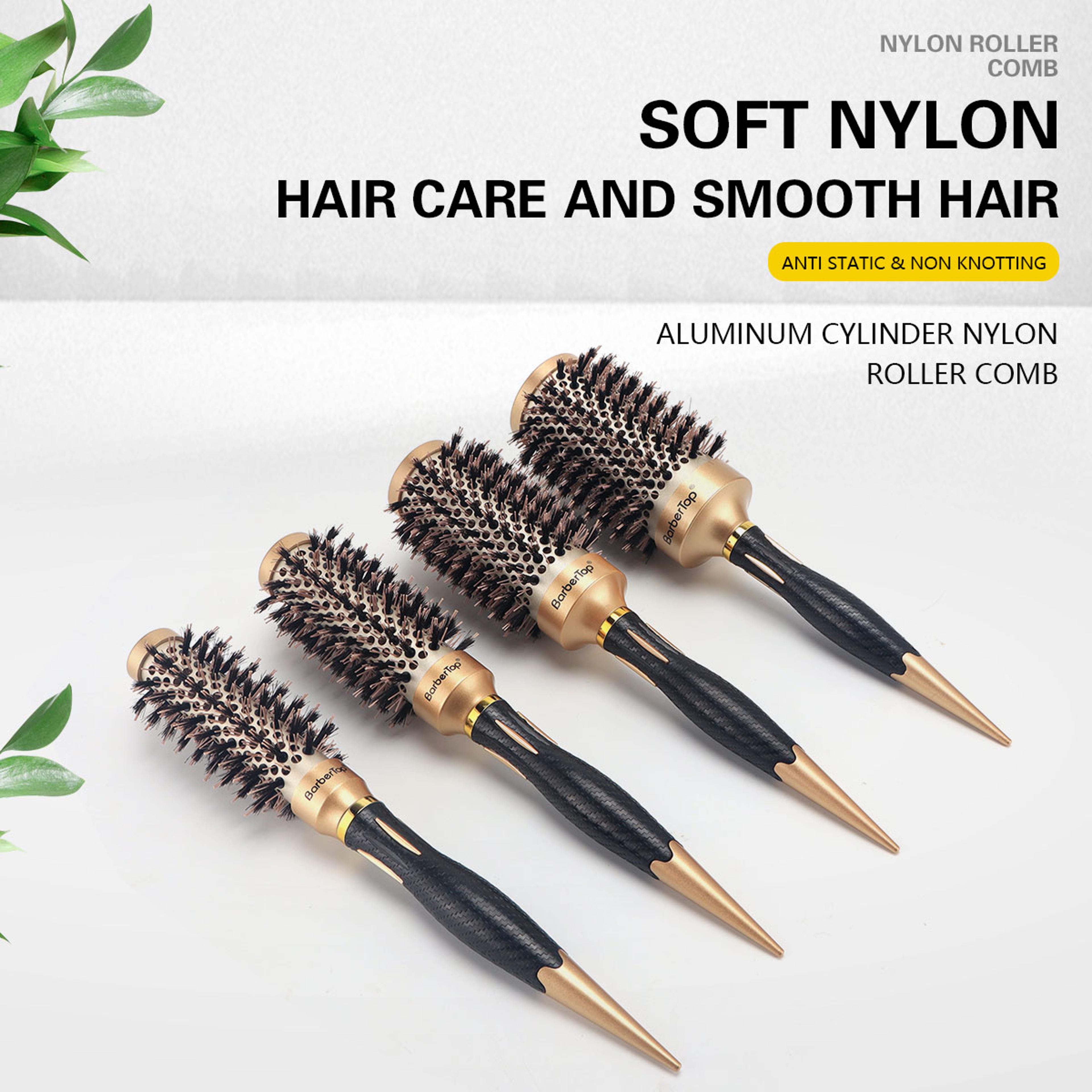 boar bristle round hair brush for blow drying and voluminous salon style