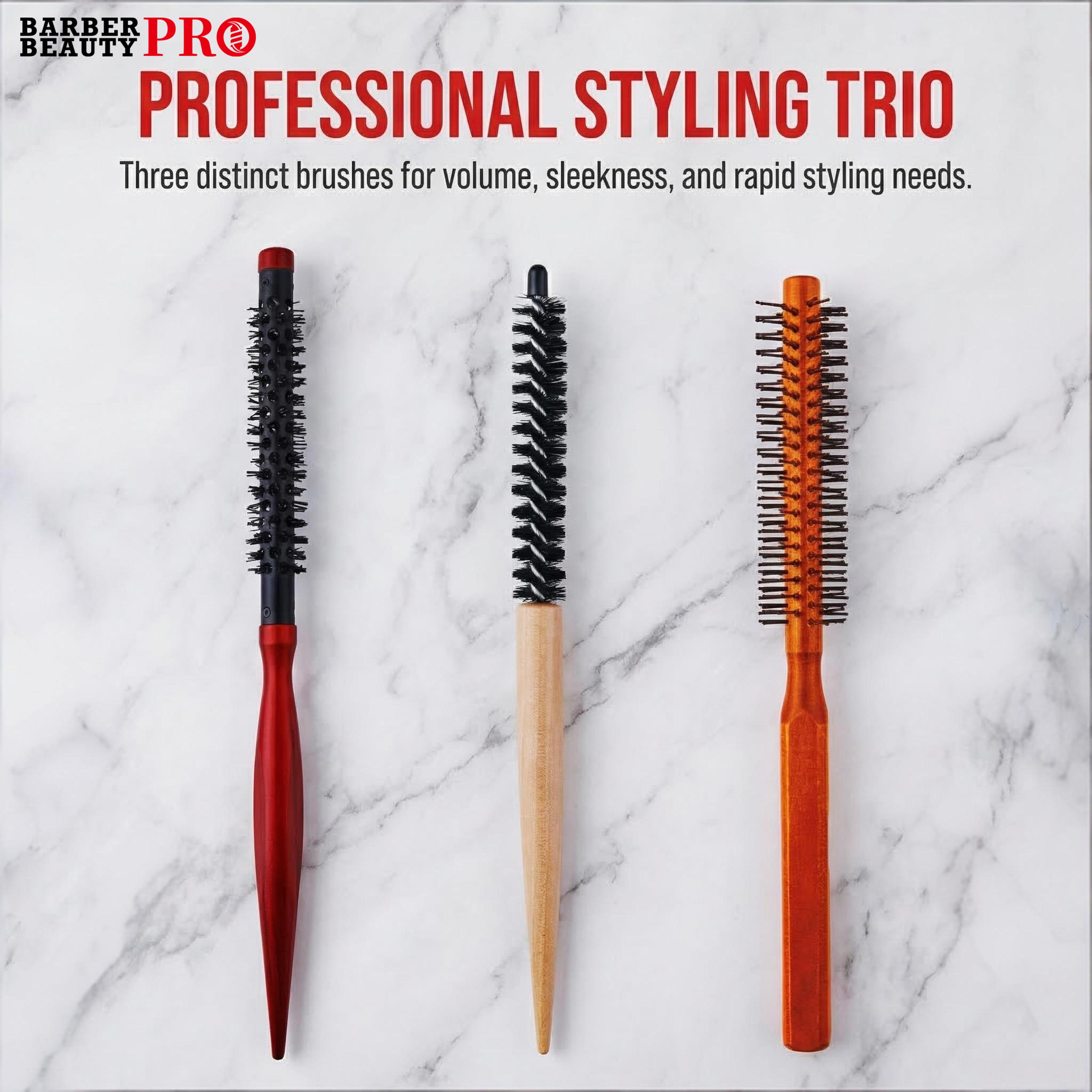 professional small round hair brush set for precision styling & blow drying