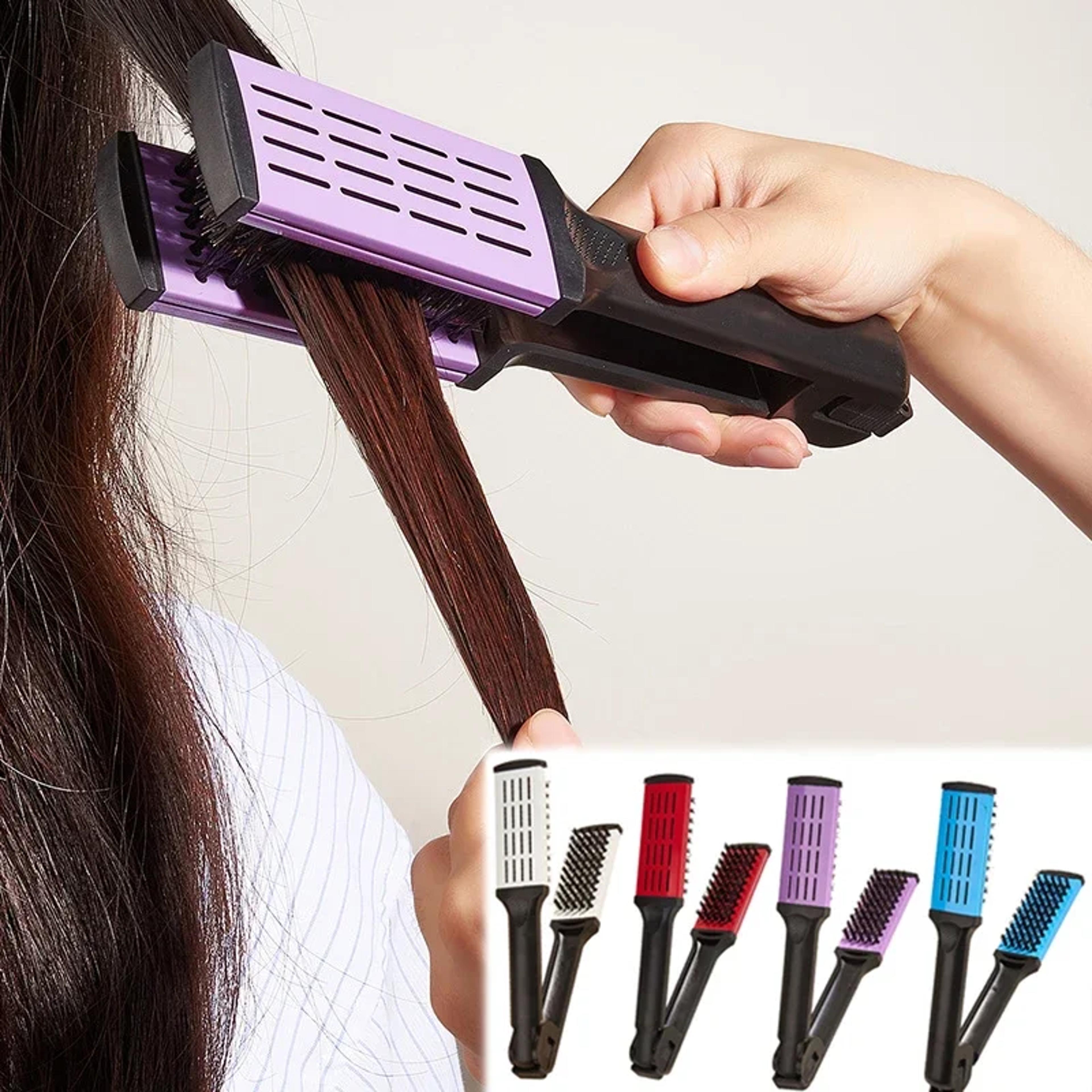 v shape hair straightening brush comb clamp for fast smooth salon styling