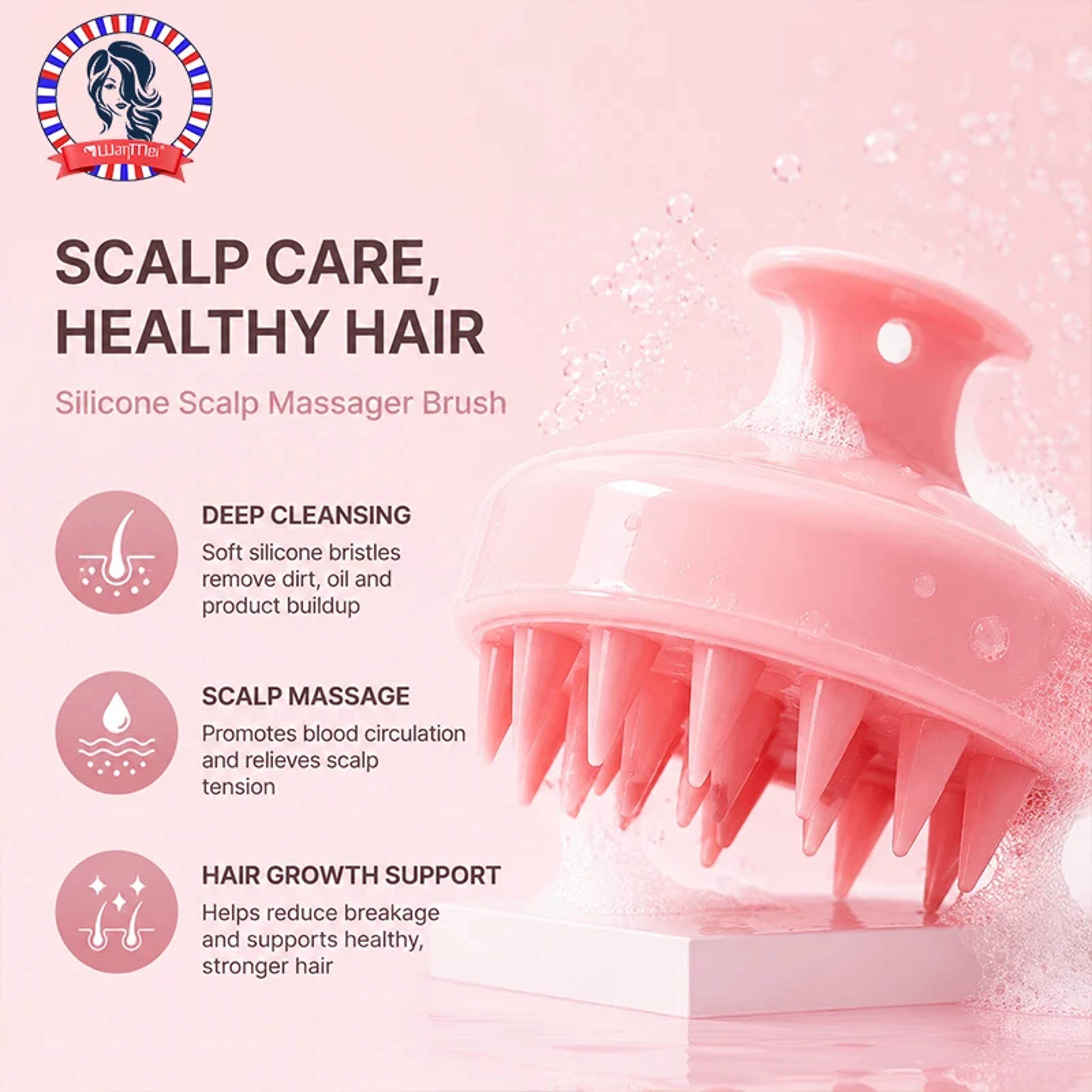 portable silicone shampoo brush for deep cleansing and relaxing scalp massage