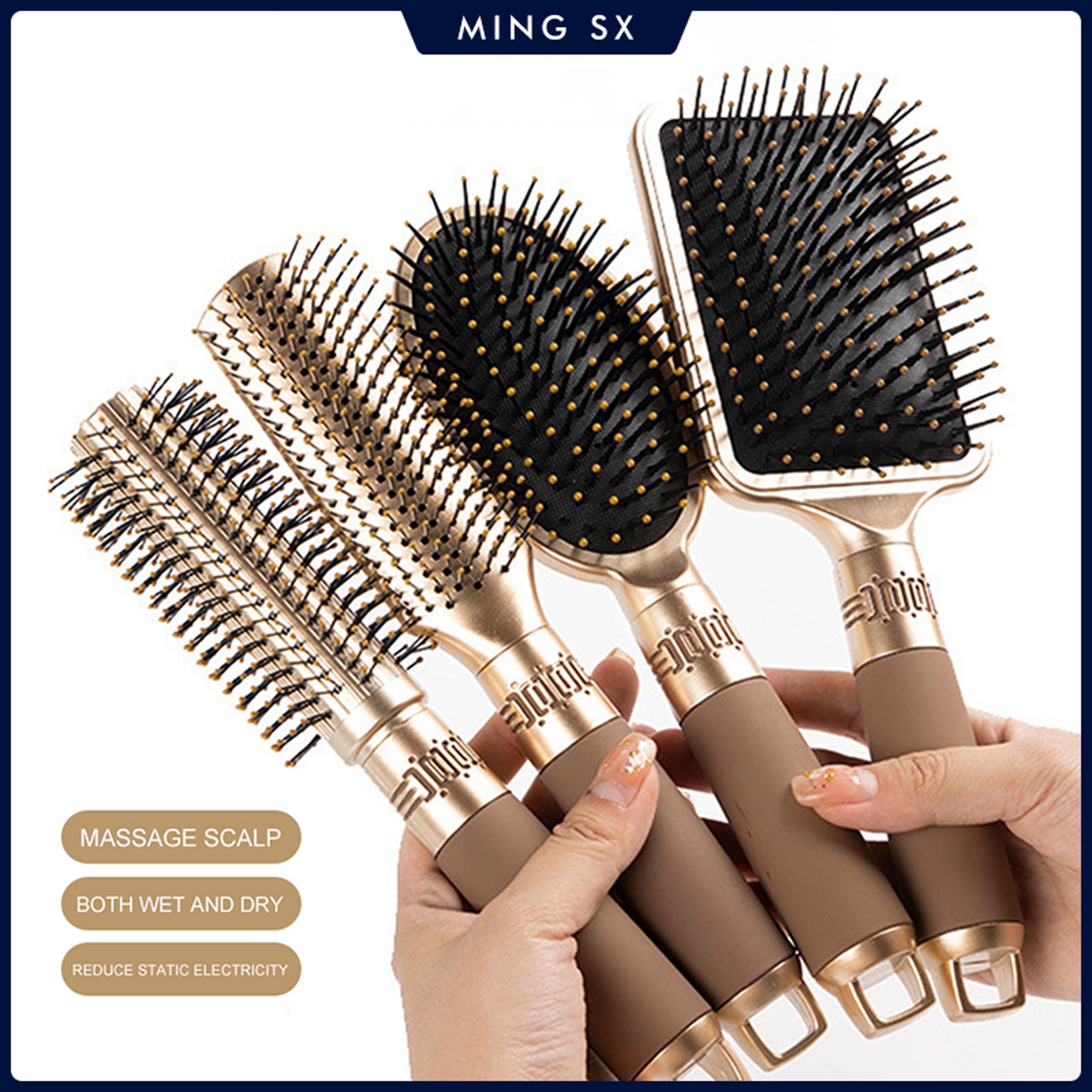 air cushion detangling hair brush with scalp massage for straight curly & thick hair