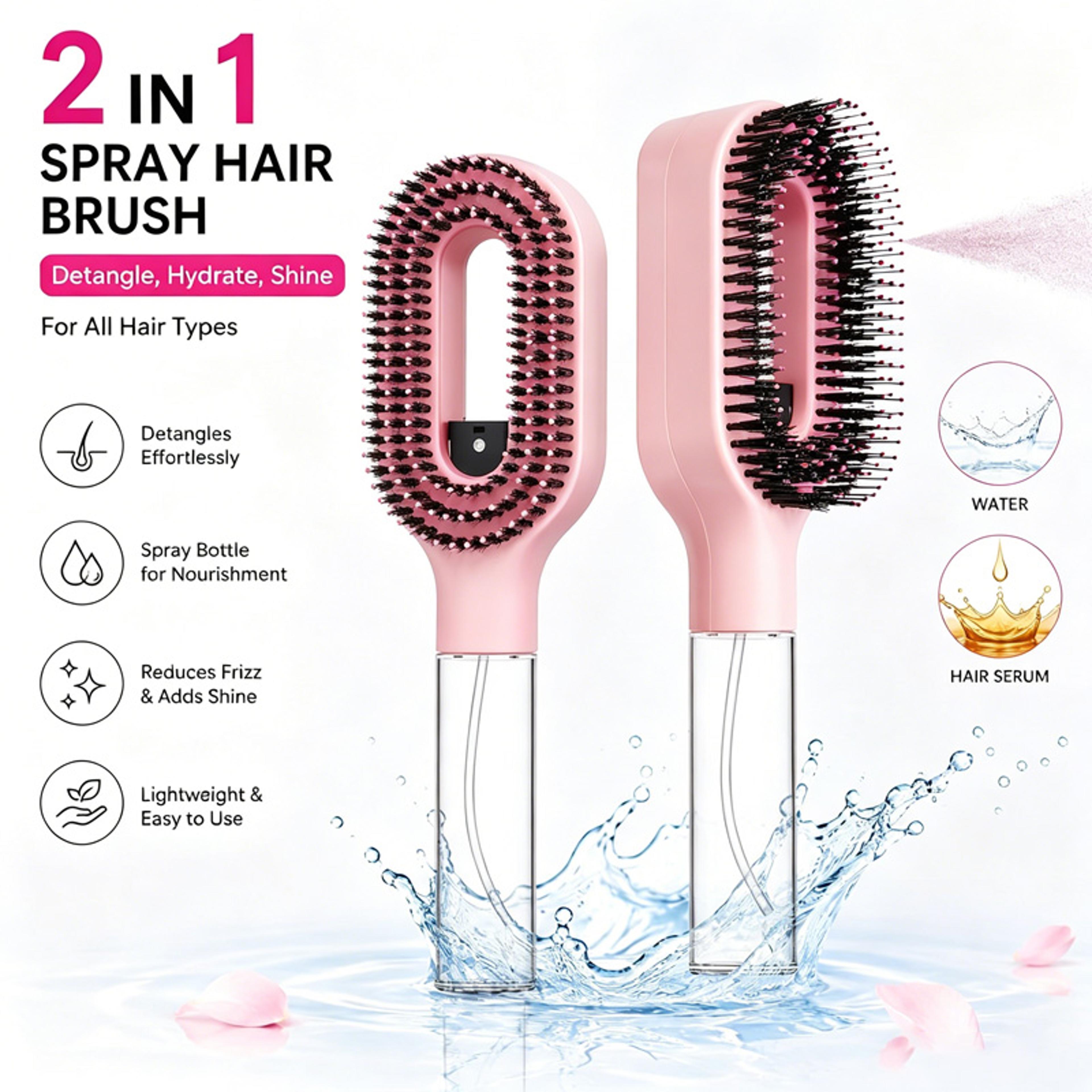 spray hair brush with water mist detangling scalp massage comb for smooth frizz free hair