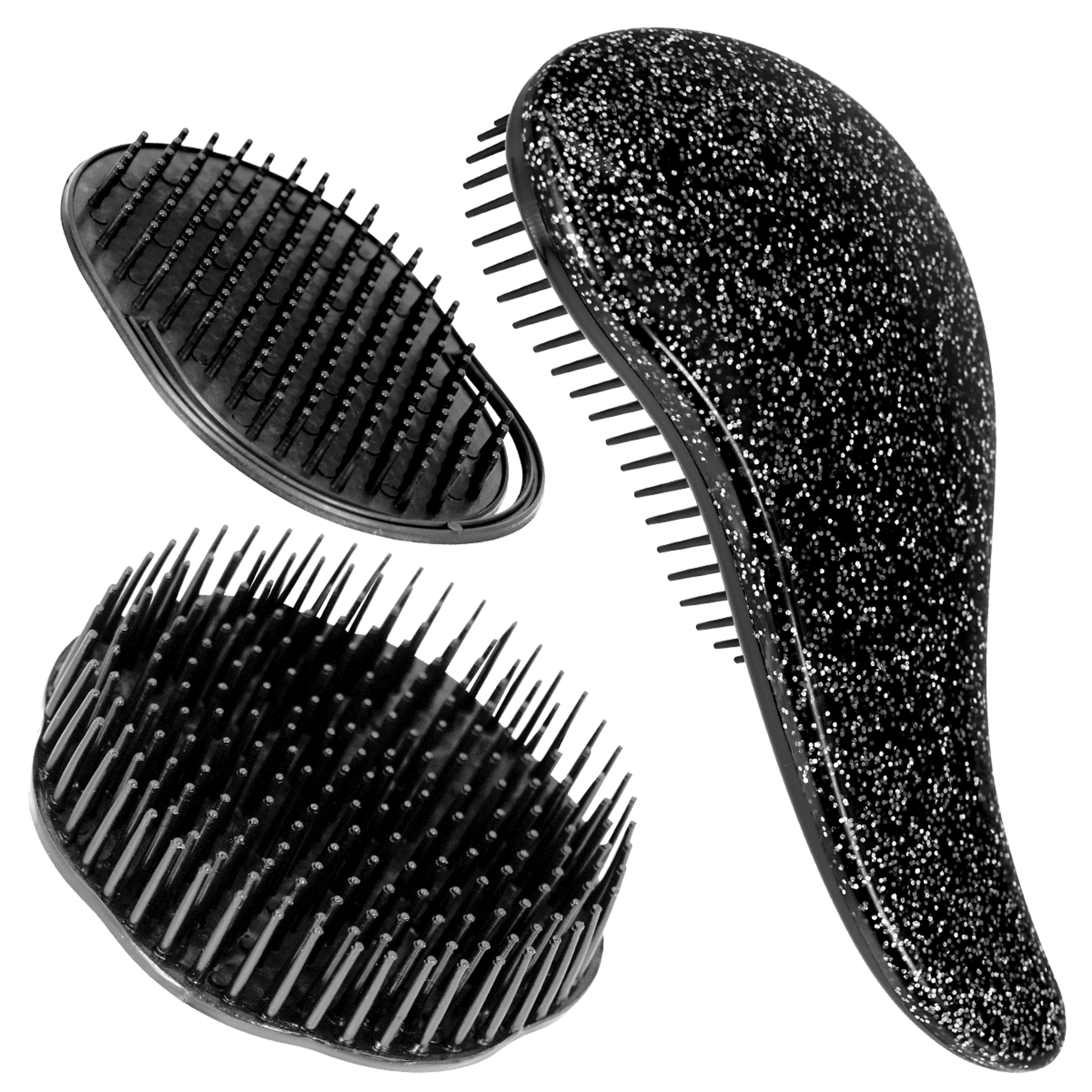 glitter black detangling comb for curly & thick hair anti static wide tooth hair styling comb