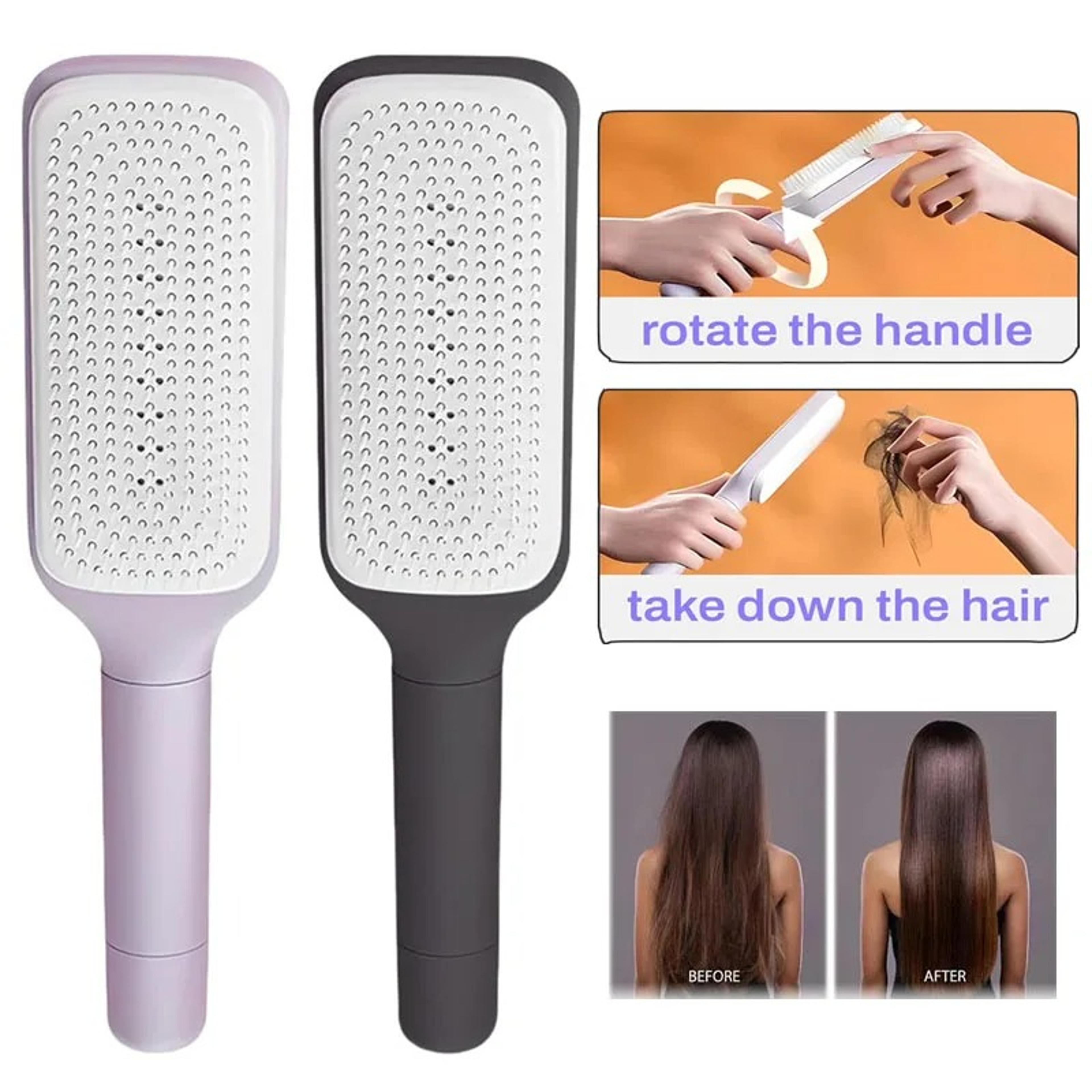 self cleaning hair brush with rotating scalp massage air cushion for smooth detangling