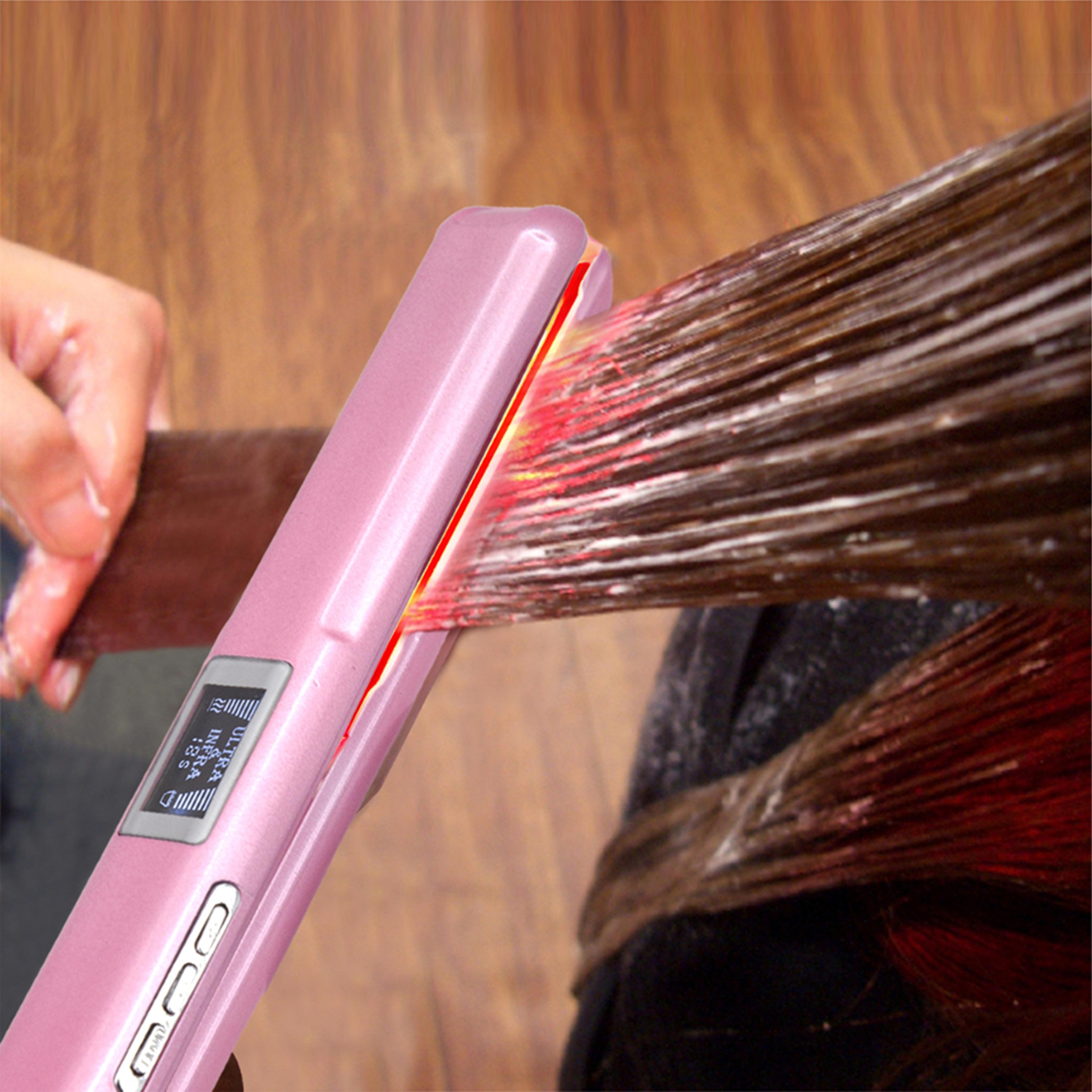 rucha ultrasonic hair straightener infrared cold hair care iron for keratin treatment & damaged hair repair