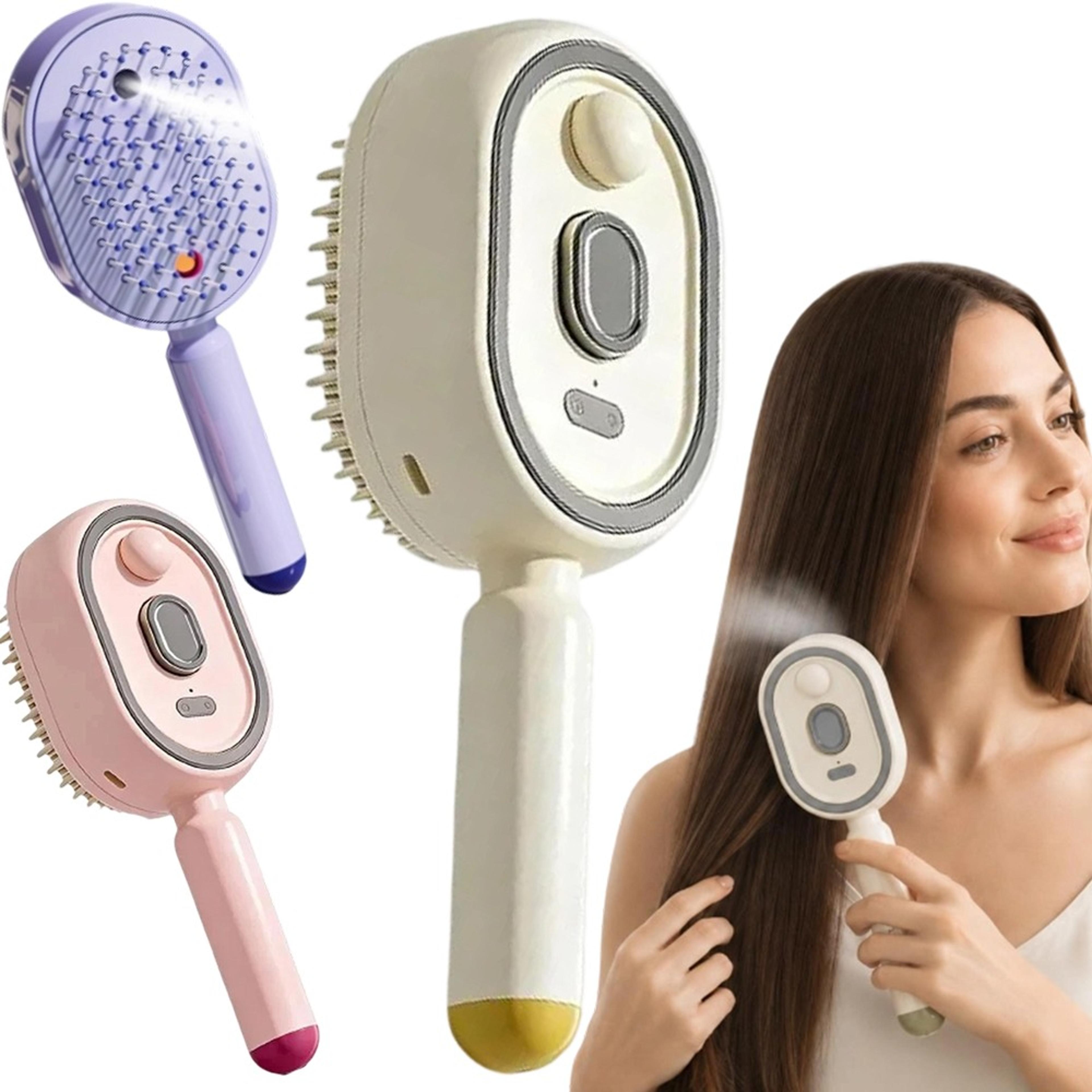 electric scalp massager spray massage comb with self cleaning hair brush