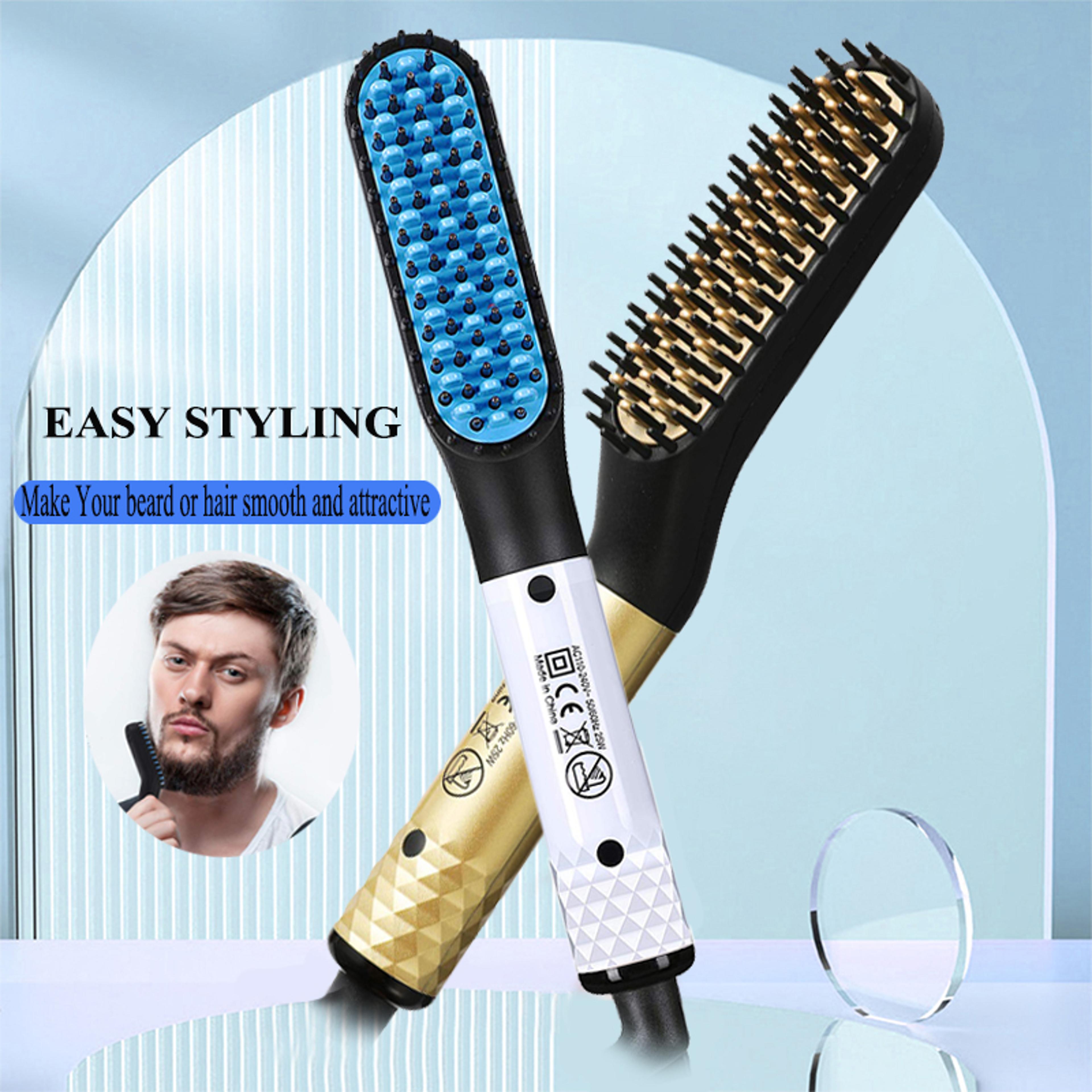 quick heat beard straightener and men's hair styling comb