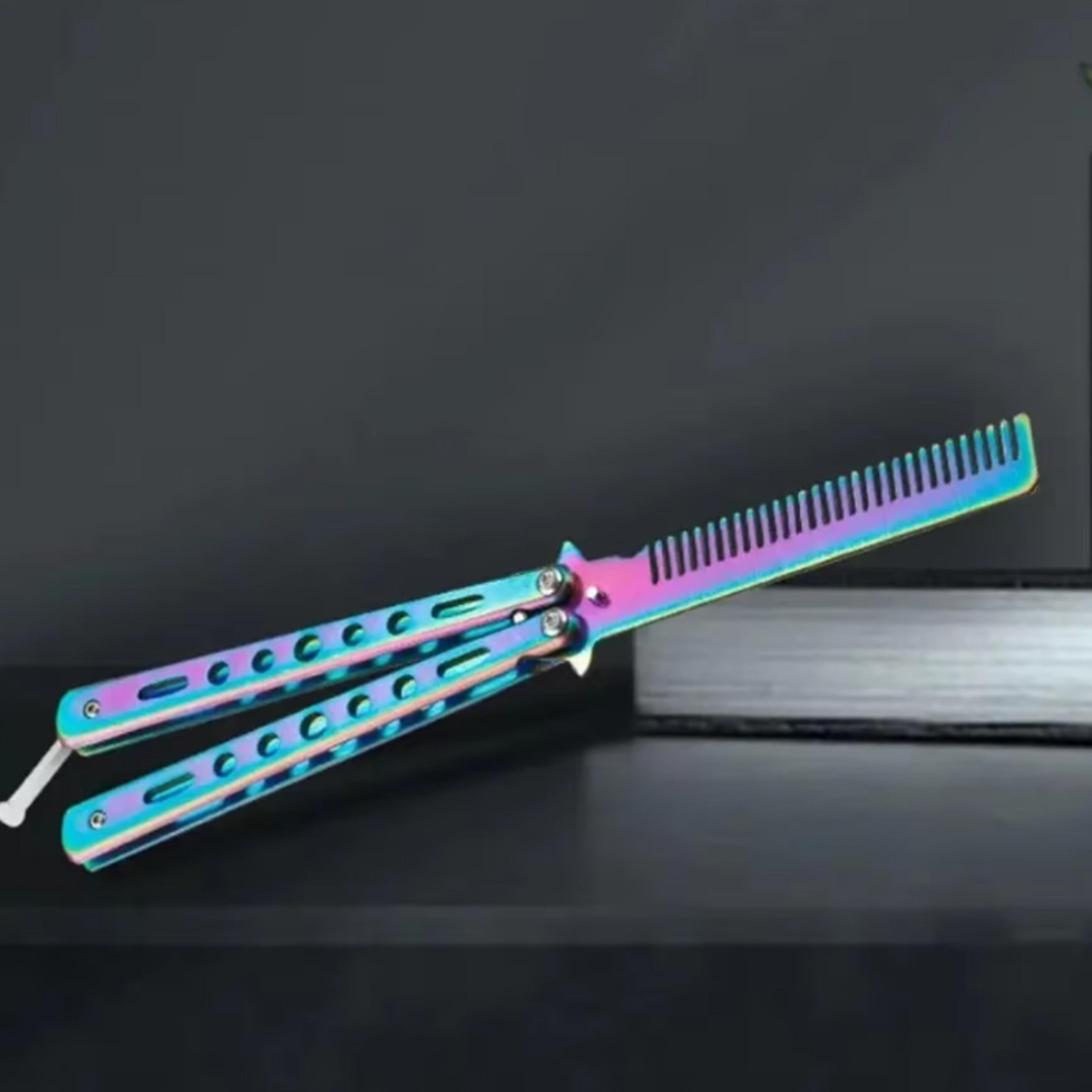 foldable butterfly comb stainless steel barber & mustache styling comb
