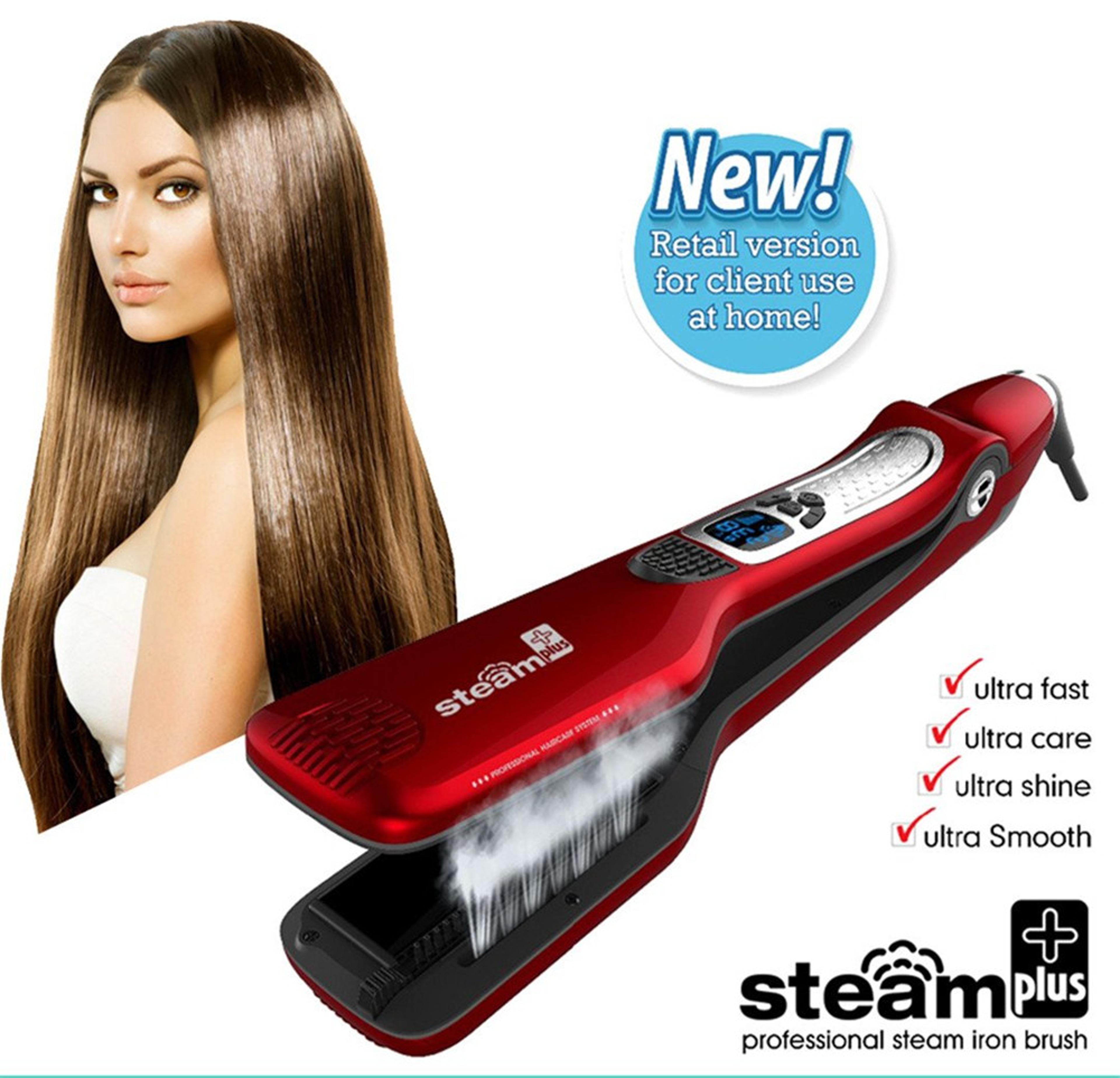professional steam hair straightener ceramic wide plate flat iron with lcd display