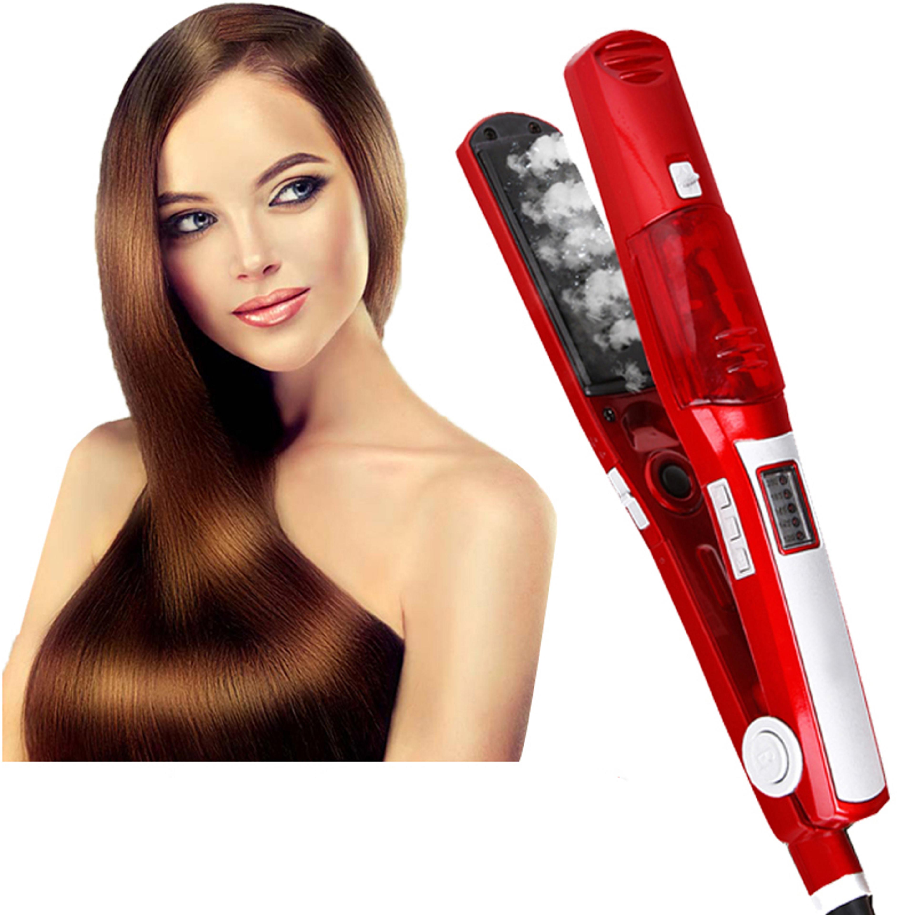 professional steam hair straightener titanium ceramic flat iron & curler