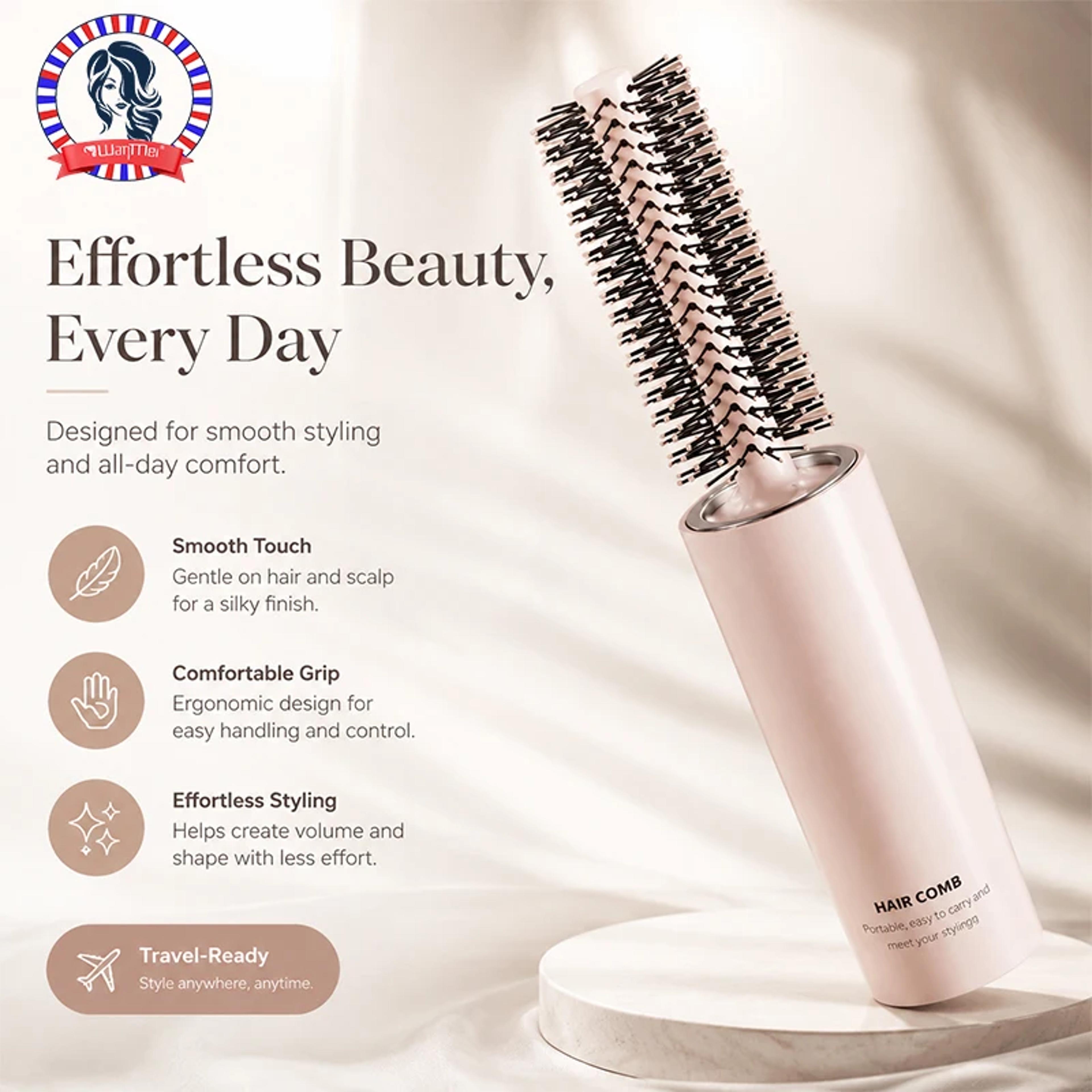 portable round hair brush for blow dry styling travel hair styling brush