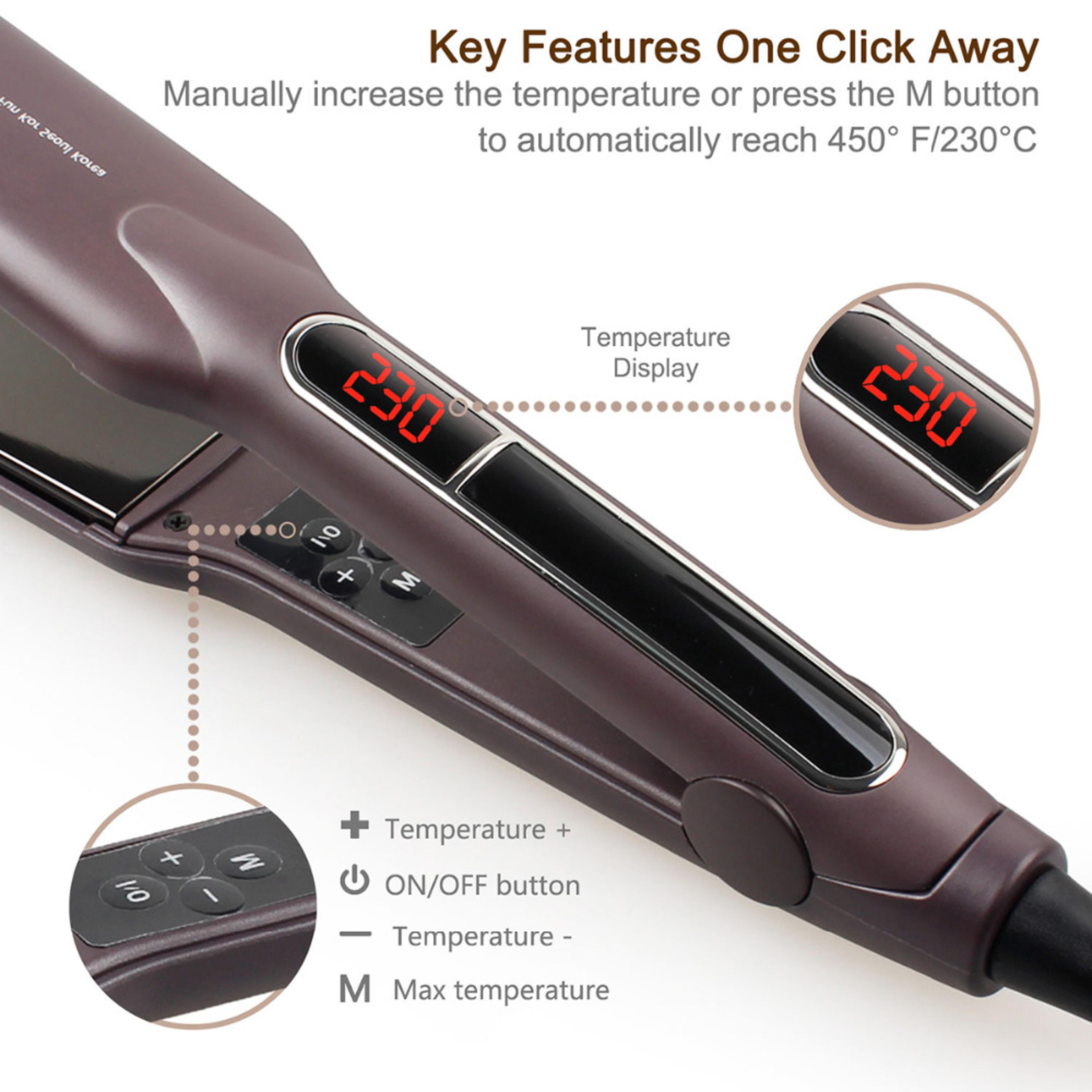 keratin ceramic hair straightener with wide floating plates dual voltage flat iron