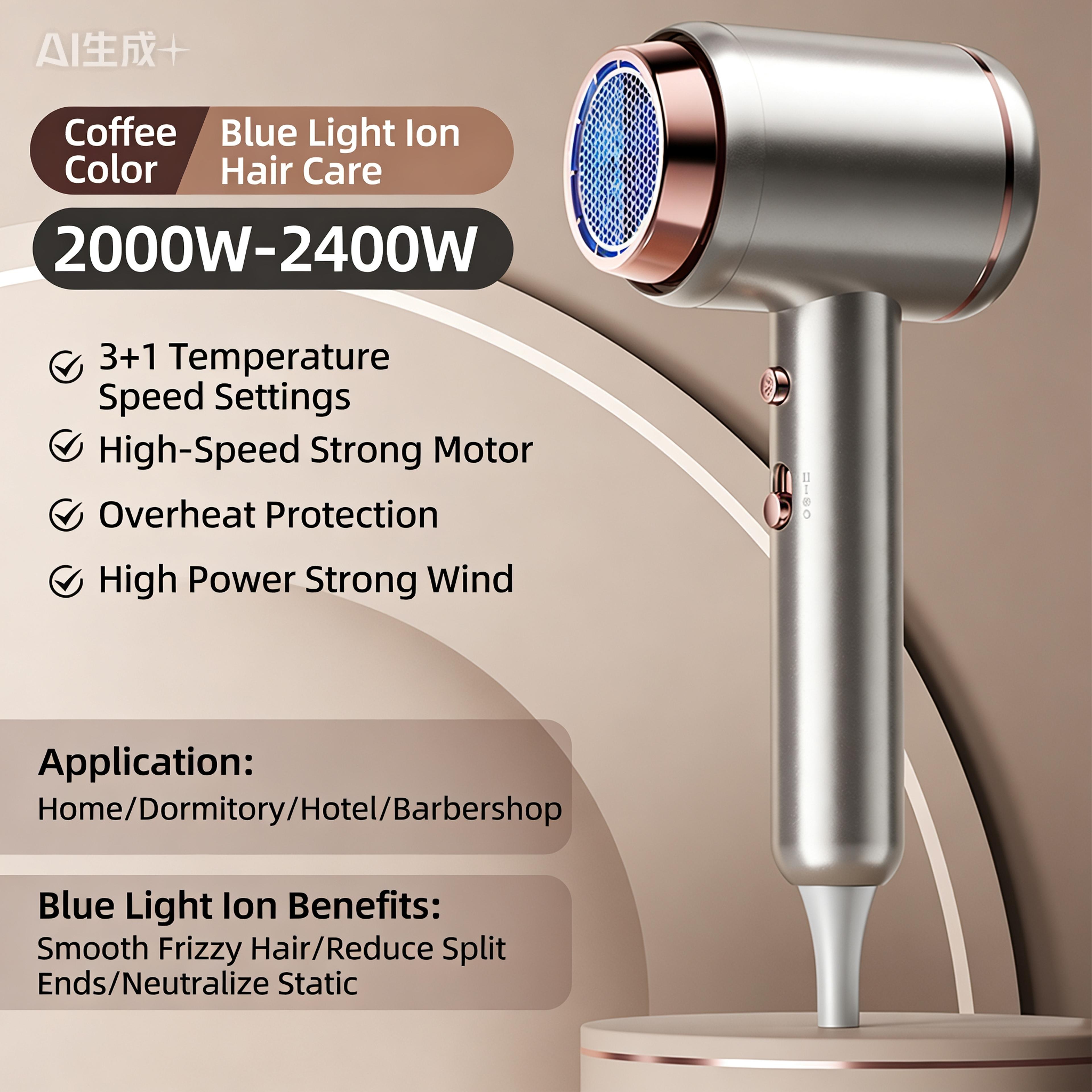 ionic hair dryer professional fast drying portable blow dryer with constant temperature care
