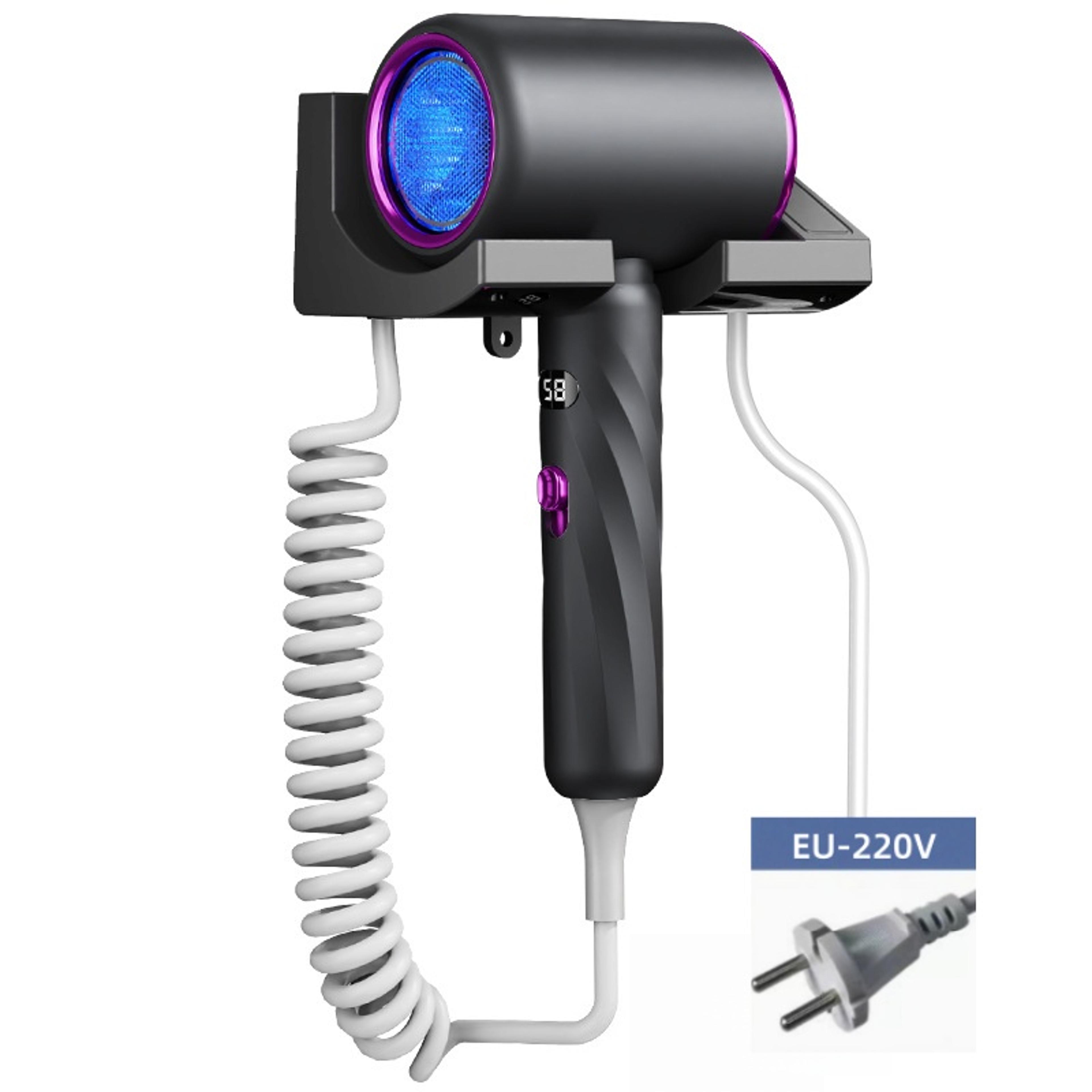 high speed wall mounted hair dryer with negative ions & digital display for hotels and bathrooms