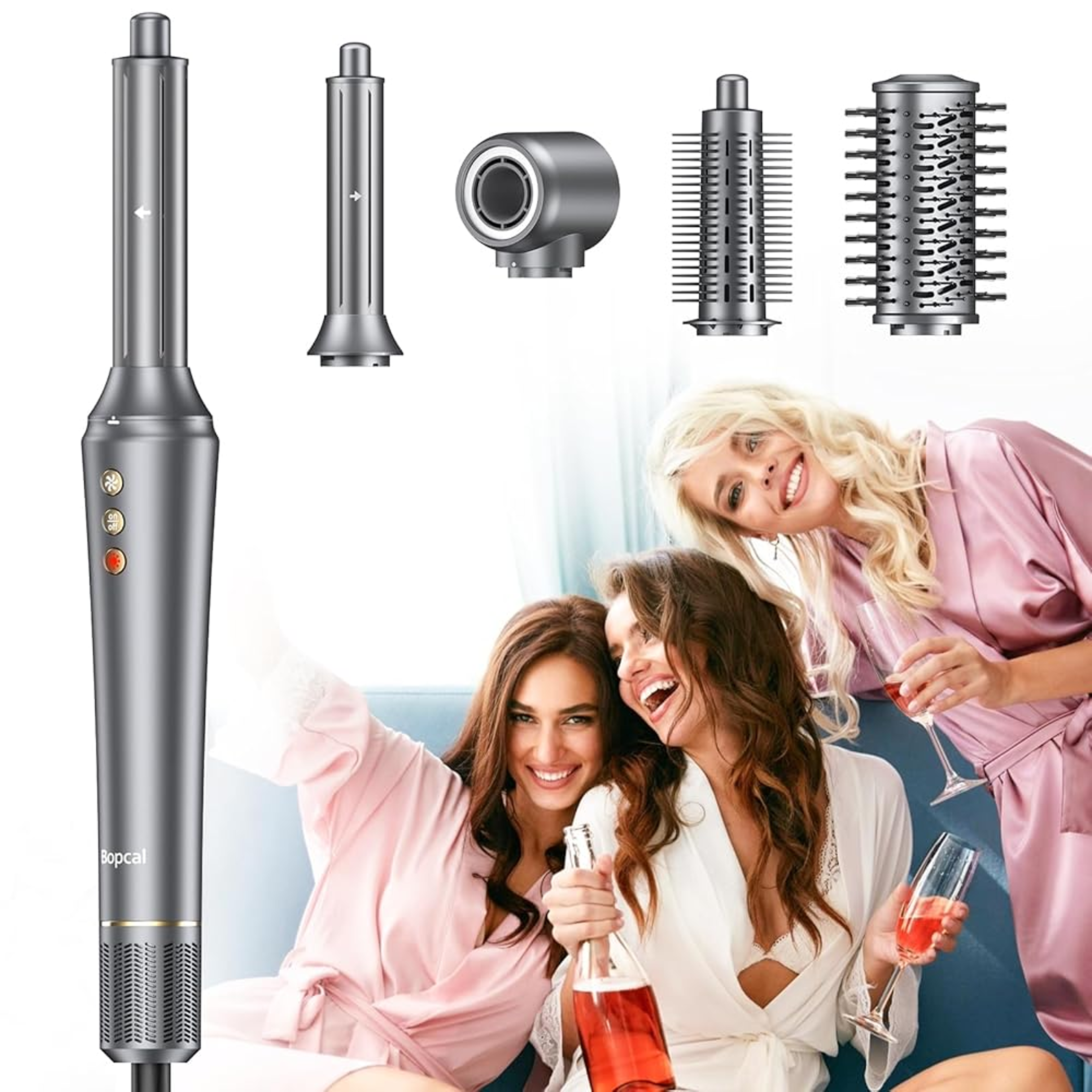 hair styler hot air brush with ionic hair dryer & automatic curling iron