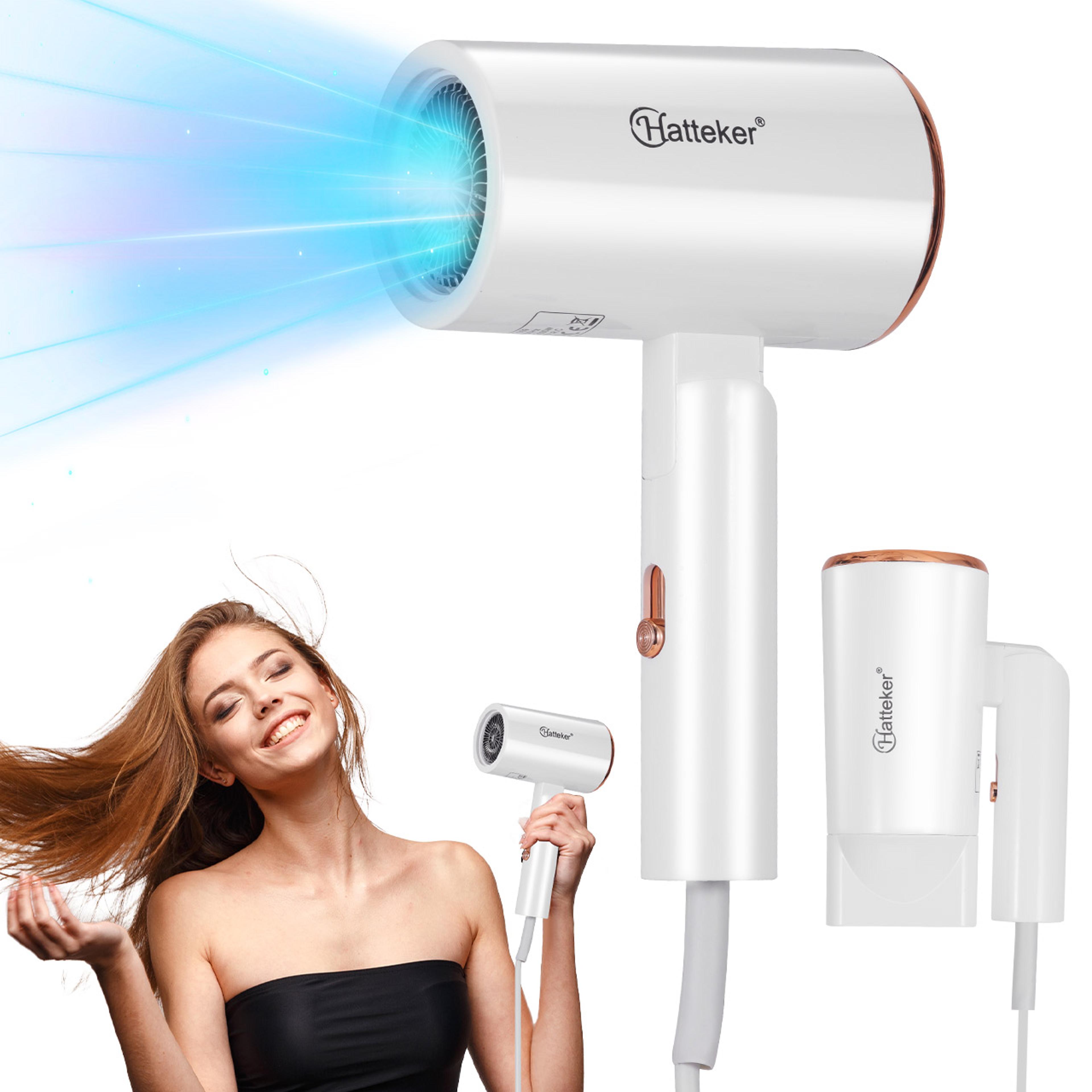 hatteker foldable hair dryer ionic fast dry blow dryer for home & travel