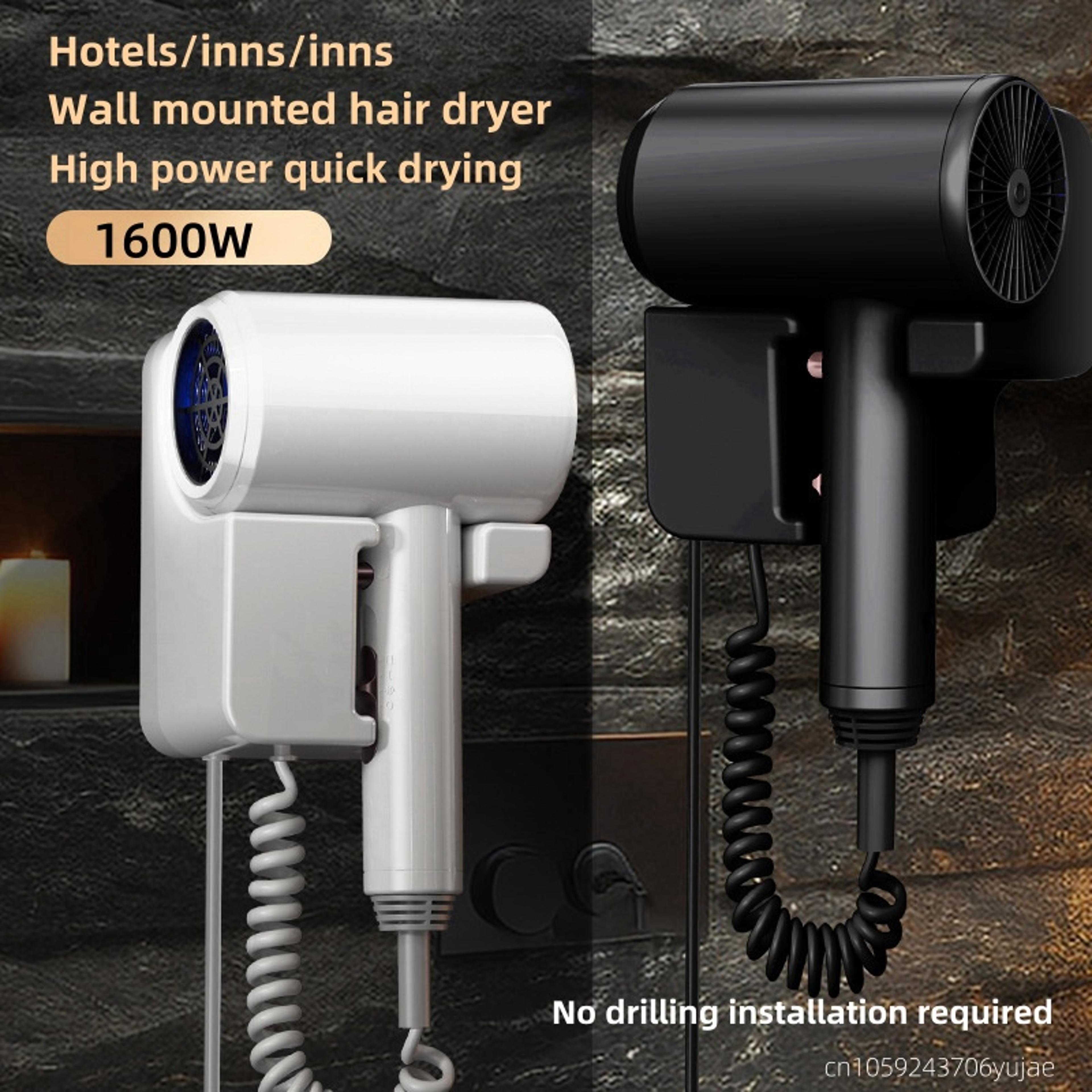 wall mounted hair dryer high power hotel bathroom blow dryer with no drill installation