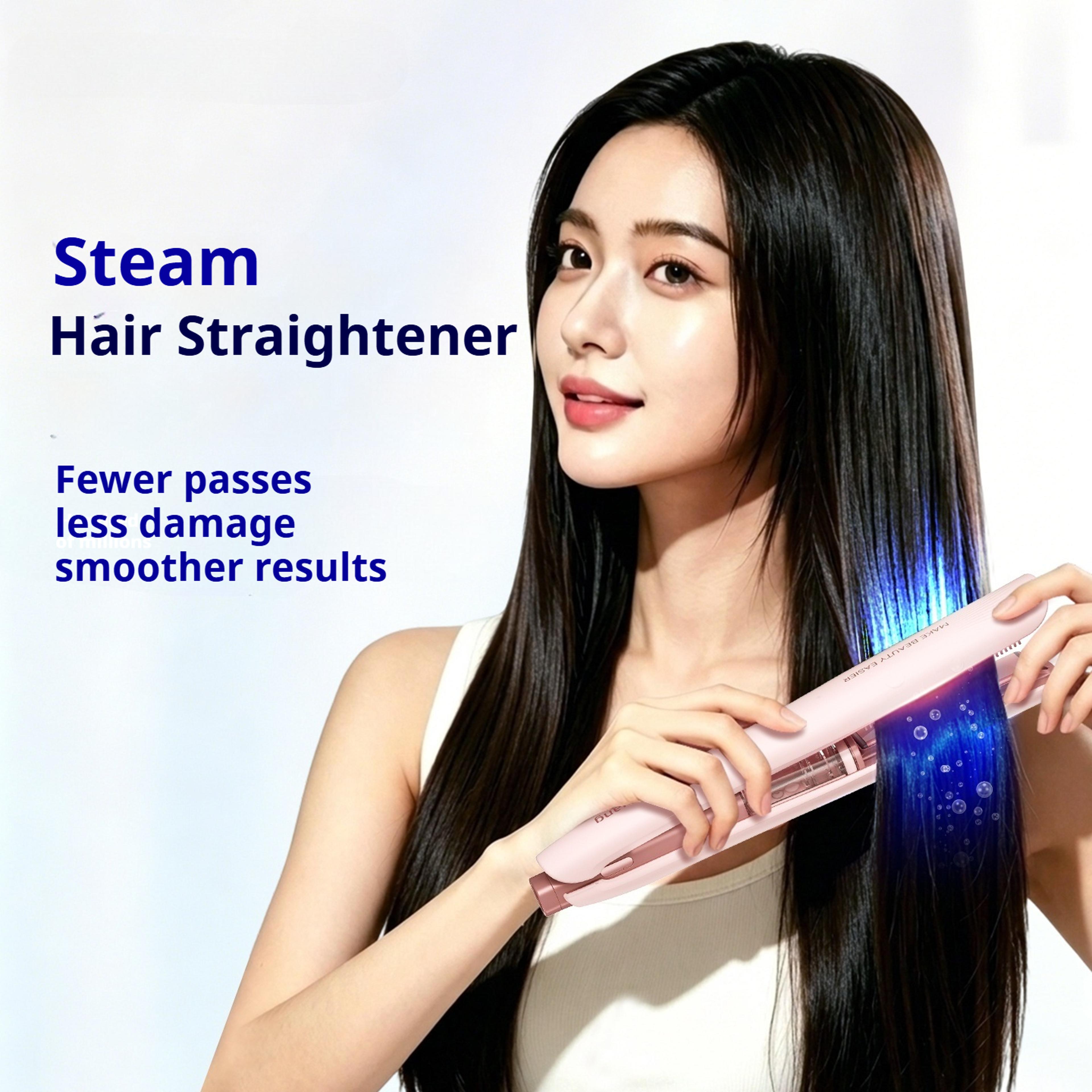 steam sesh steam hair straightener with nano titanium plates for fast smooth silk press styling